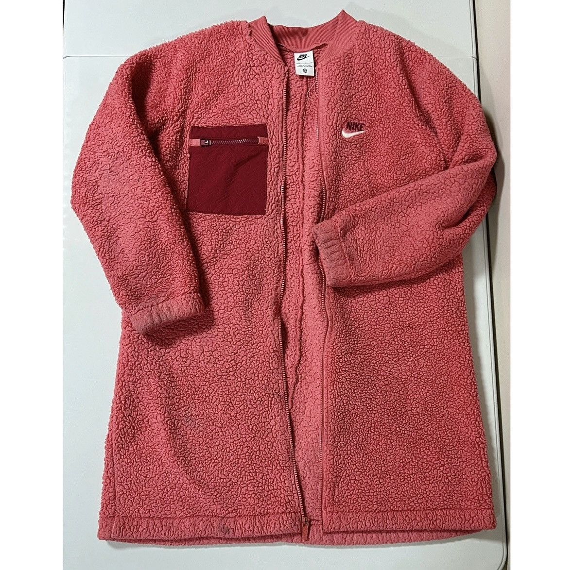 Nike Nike Pink Maroon Plush Zipper Sweater Jacket Coat Size XL 🩷 Size XL / US 12-14 / IT 48-50 - 1 Thumbnail