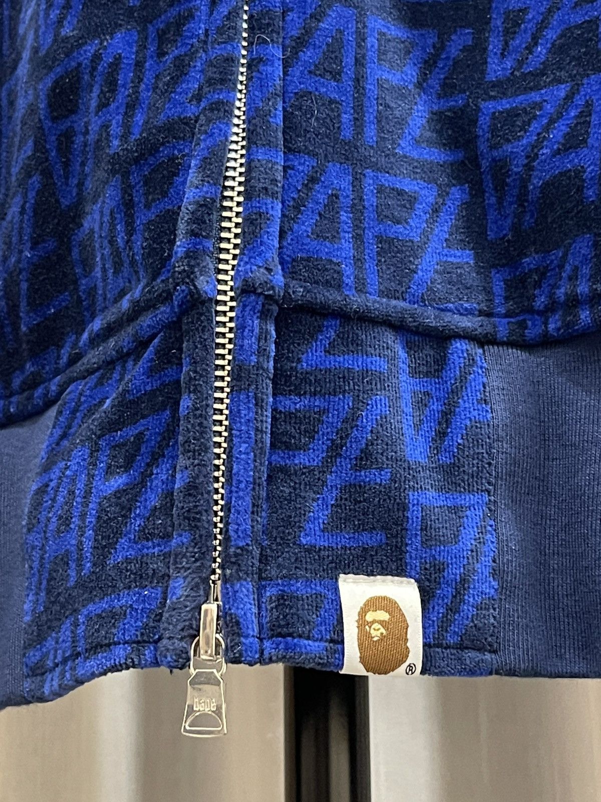 Bape BAPE Logo Monogram Velour Shark Full Zip Hoodie Size US M / EU 48-50 / 2 - 6 Thumbnail