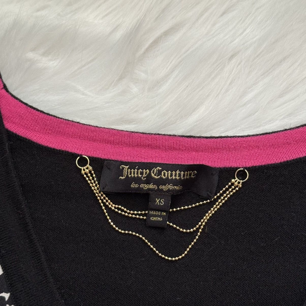 Juicy Couture 📌 Crazy Juicy Couture Black Long Sleeve Flowers Cardigan Size XS / US 0-2 / IT 36-38 - 4 Thumbnail