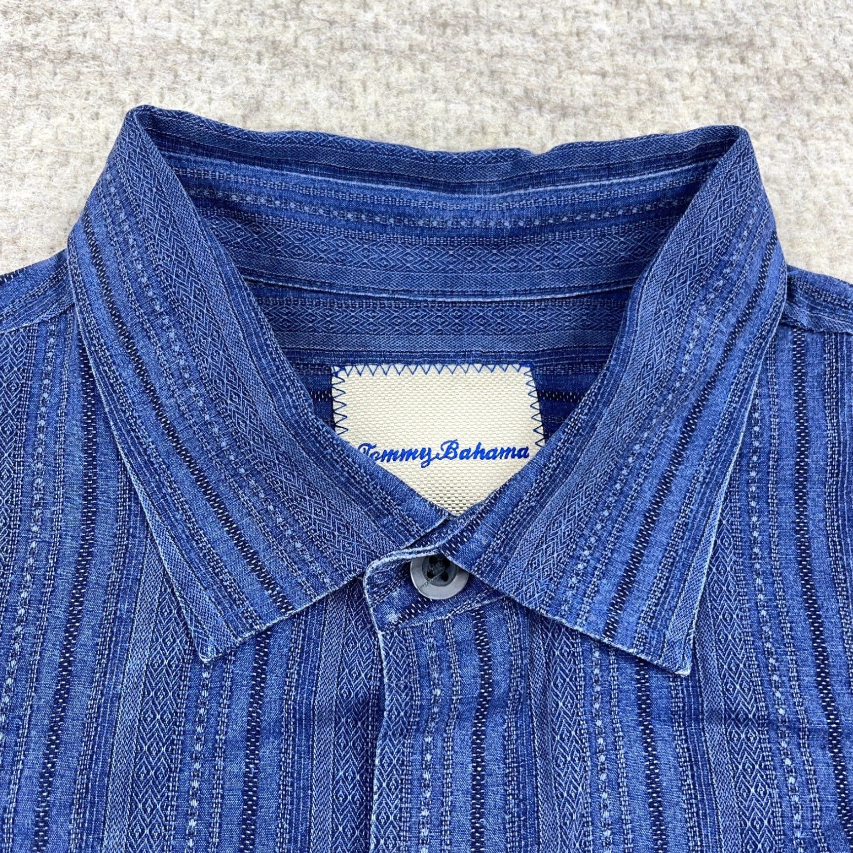 Tommy Bahama Tommy Bahama Button-Up Shirt Men M Blue Silk Hawaiian Camp Striped Floral Casual Beach Tourist Size US M / EU 48-50 / 2 - 2 Thumbnail