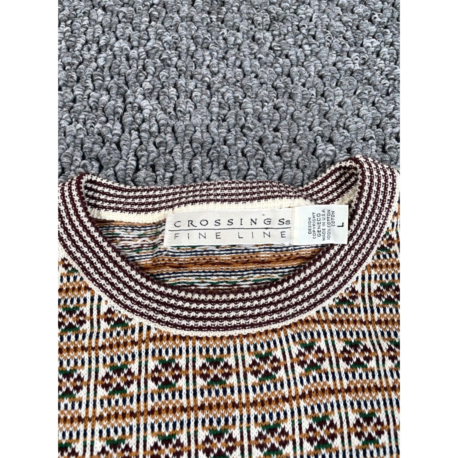 Vintage VINTAGE Geneco Geometric Pattern Sweater Adult Large Brown Chunky-Knit 90s Mens Size US L / EU 52-54 / 3 - 3 Thumbnail