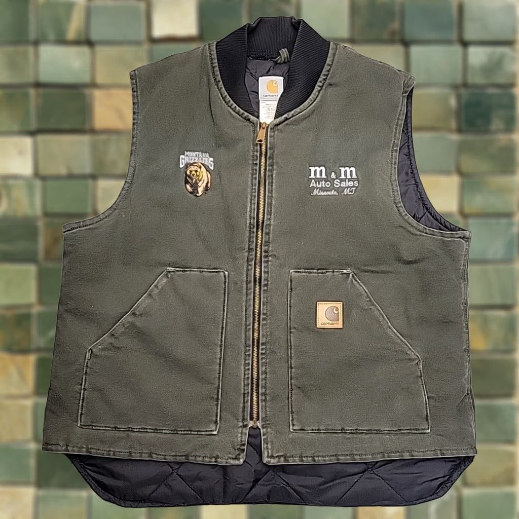 VINTAGE Carhartt Vest Mens XXL Green Moss V02 MOS Workwear Made In USA