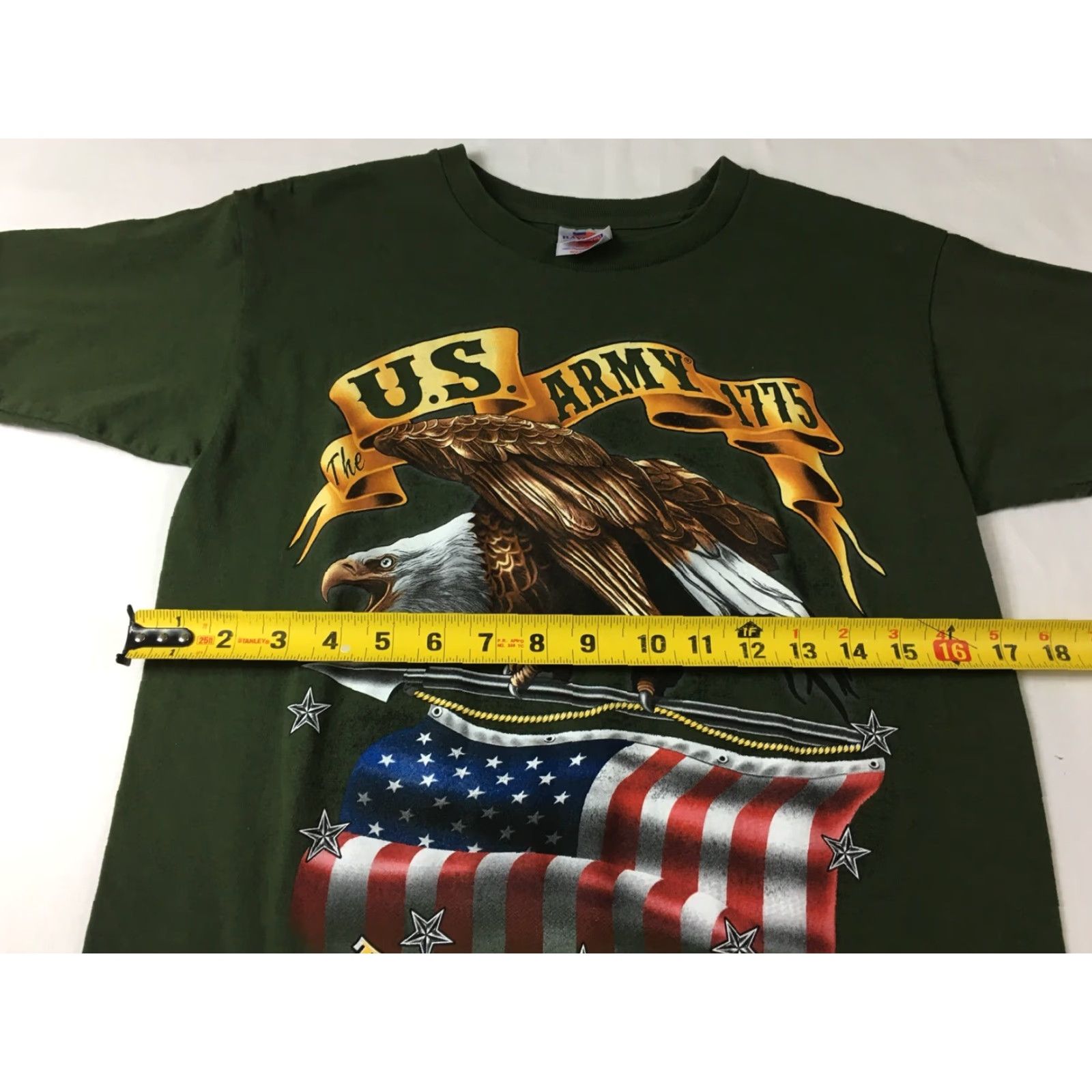 Vintage US Army America Flag Mens T Shirt Sz S NWOT Patriotic Tee -United States Shirts Green Bayside Graphic Tee Mens 90s? Size US S / EU 44-46 / 1 - 4 Thumbnail
