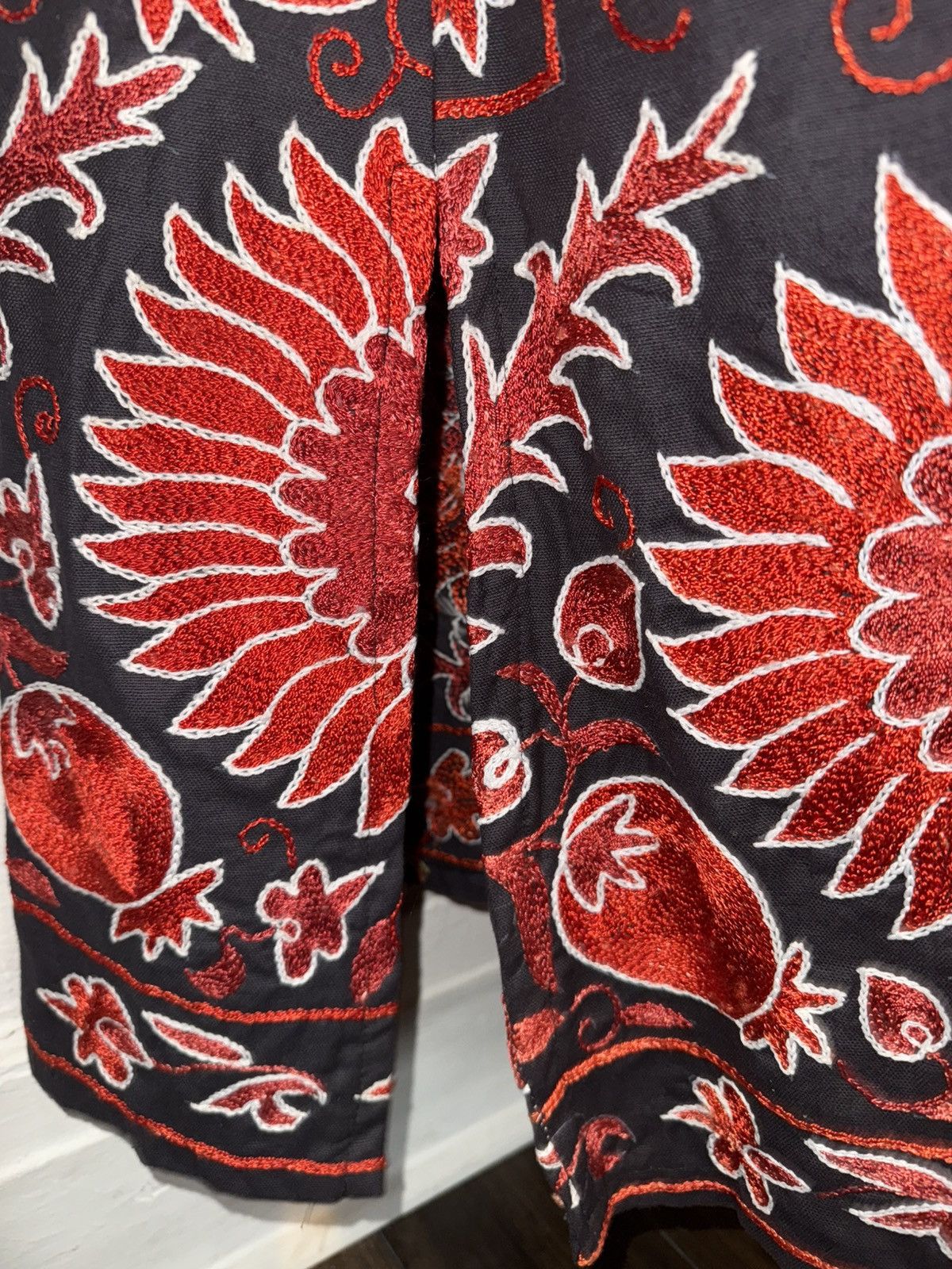 Handmade Turkish Red Black Handmade Embroidered Full Length Kaftan Size ONE SIZE - 13 Thumbnail