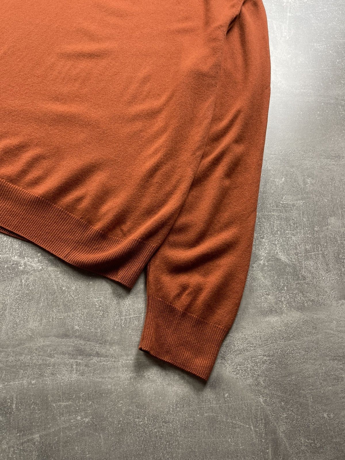 Brioni Brioni 100%Cashmere Luxury V-Neck Knit Orange Sweater Brown Size US L / EU 52-54 / 3 - 4 Thumbnail