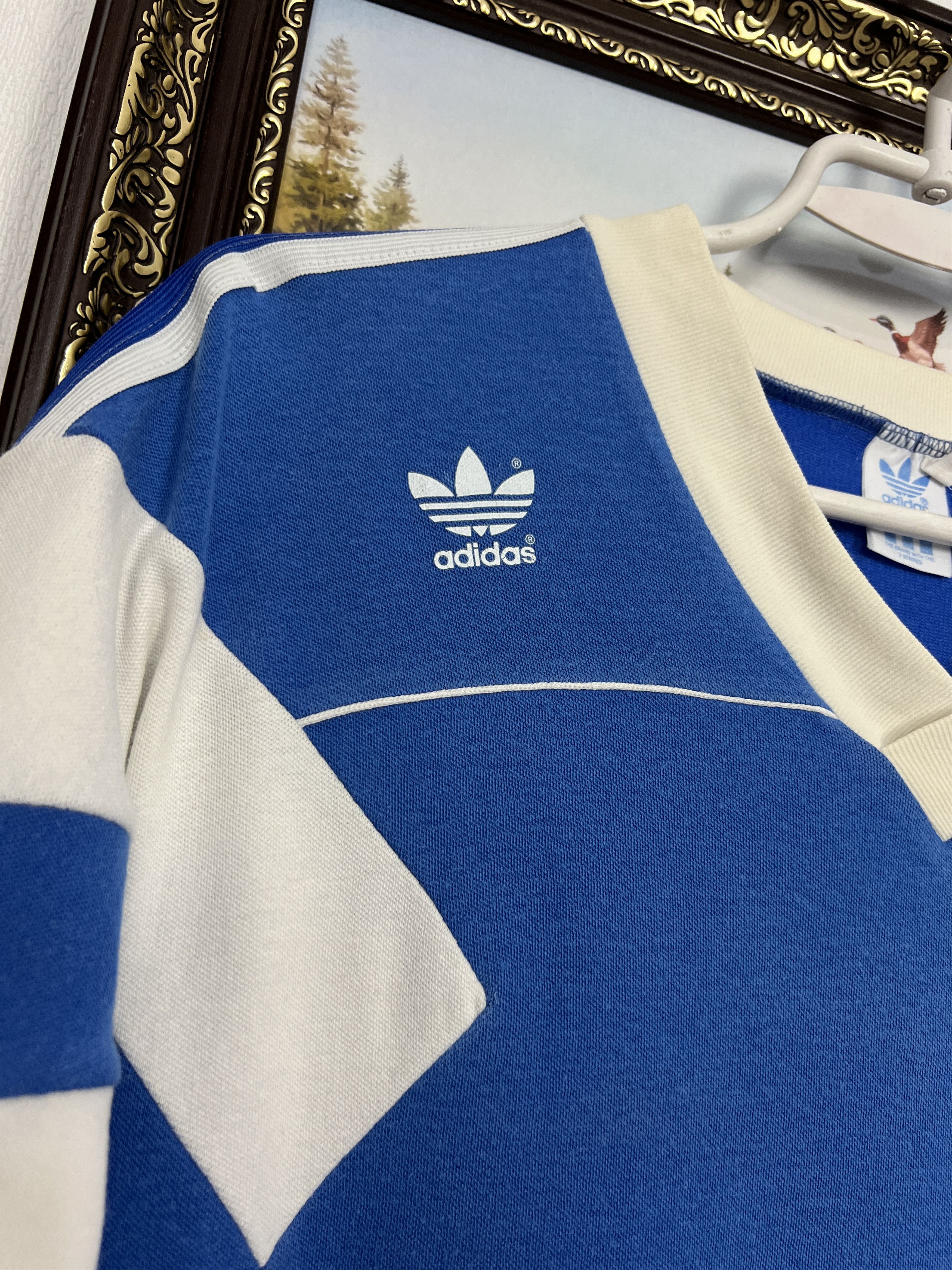 Adidas Vintage 80's Adidas Football Shirt Soccer Jersey Trikot Rare Size US L / EU 52-54 / 3 - 3 Thumbnail