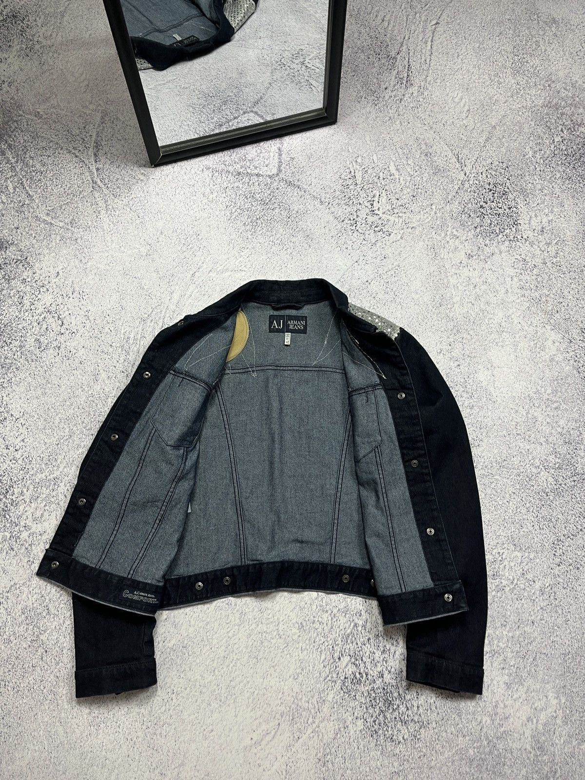 Giorgio Armani Armani Jeans Rare Design Denim Glittered Trucker Jacket Size M / US 6-8 / IT 42-44 - 8 Thumbnail