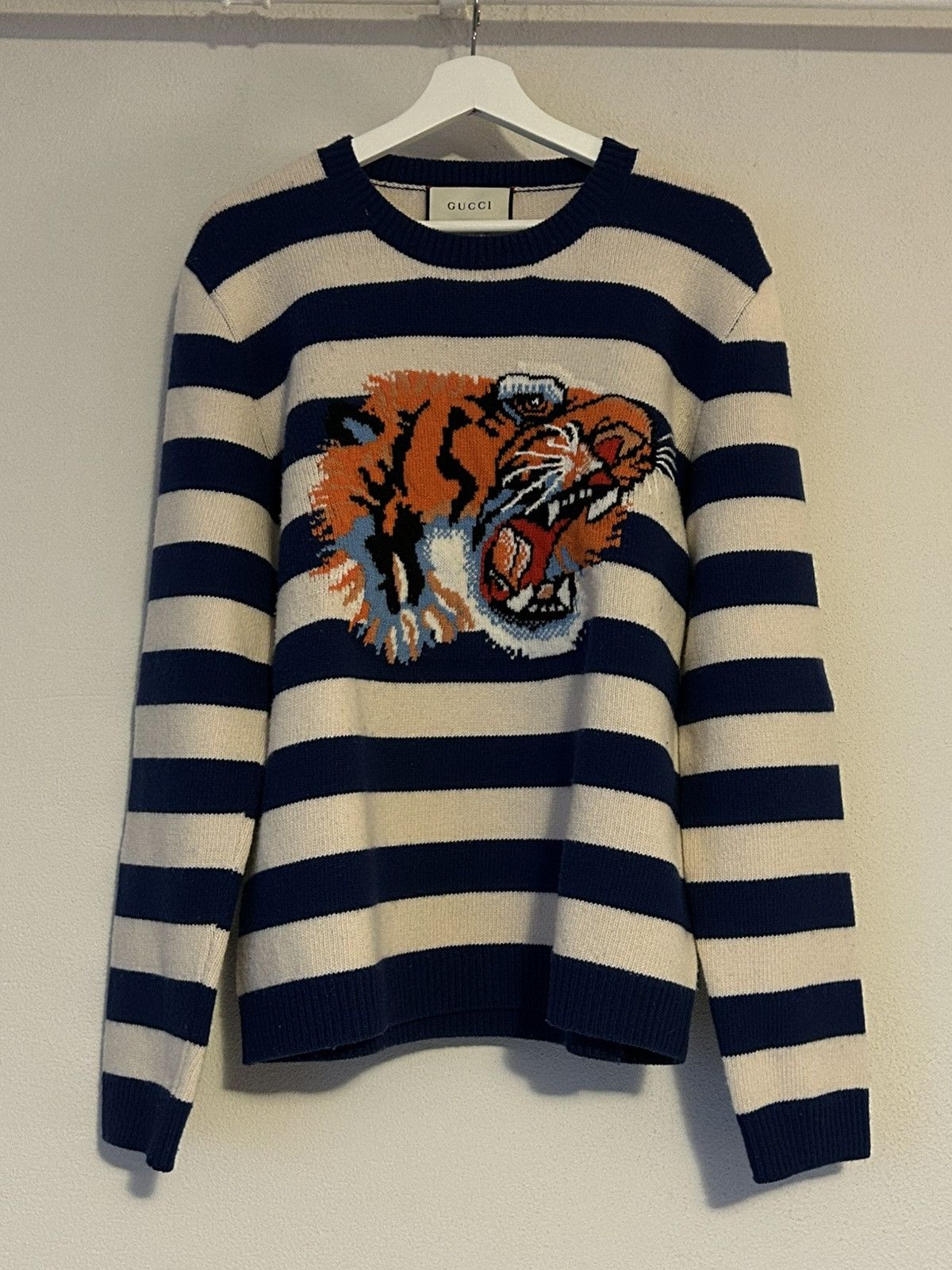 Gucci Gucci Striped Wool Sweater with Tiger Embroidery Size US M / EU 48-50 / 2 - 1 Thumbnail