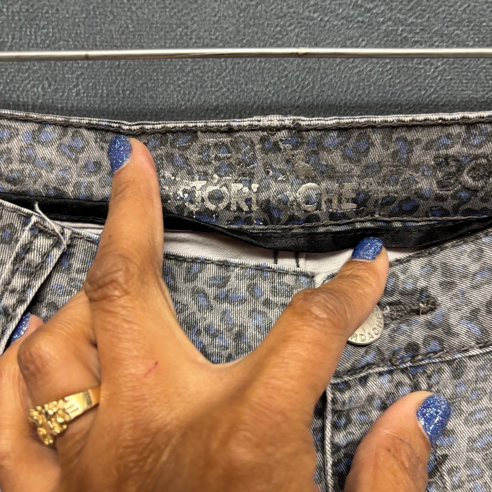 Jordache Jordache Jeans Blue Leopard Print Womens 28 Stretchy Skinny Size 33" - 10 Thumbnail