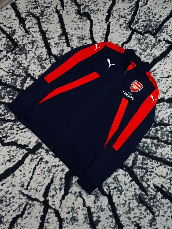 Puma sports zip sweatshirt navy blue red logo embroidery M Size US M / EU 48-50 / 2 - 2 Thumbnail