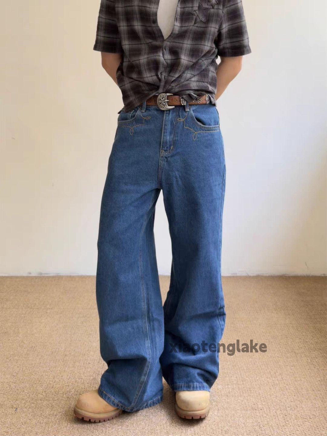 Jean xz asaprocky Balenciaga style Loose baggy flared work jeans Size US 33 - 2 Thumbnail