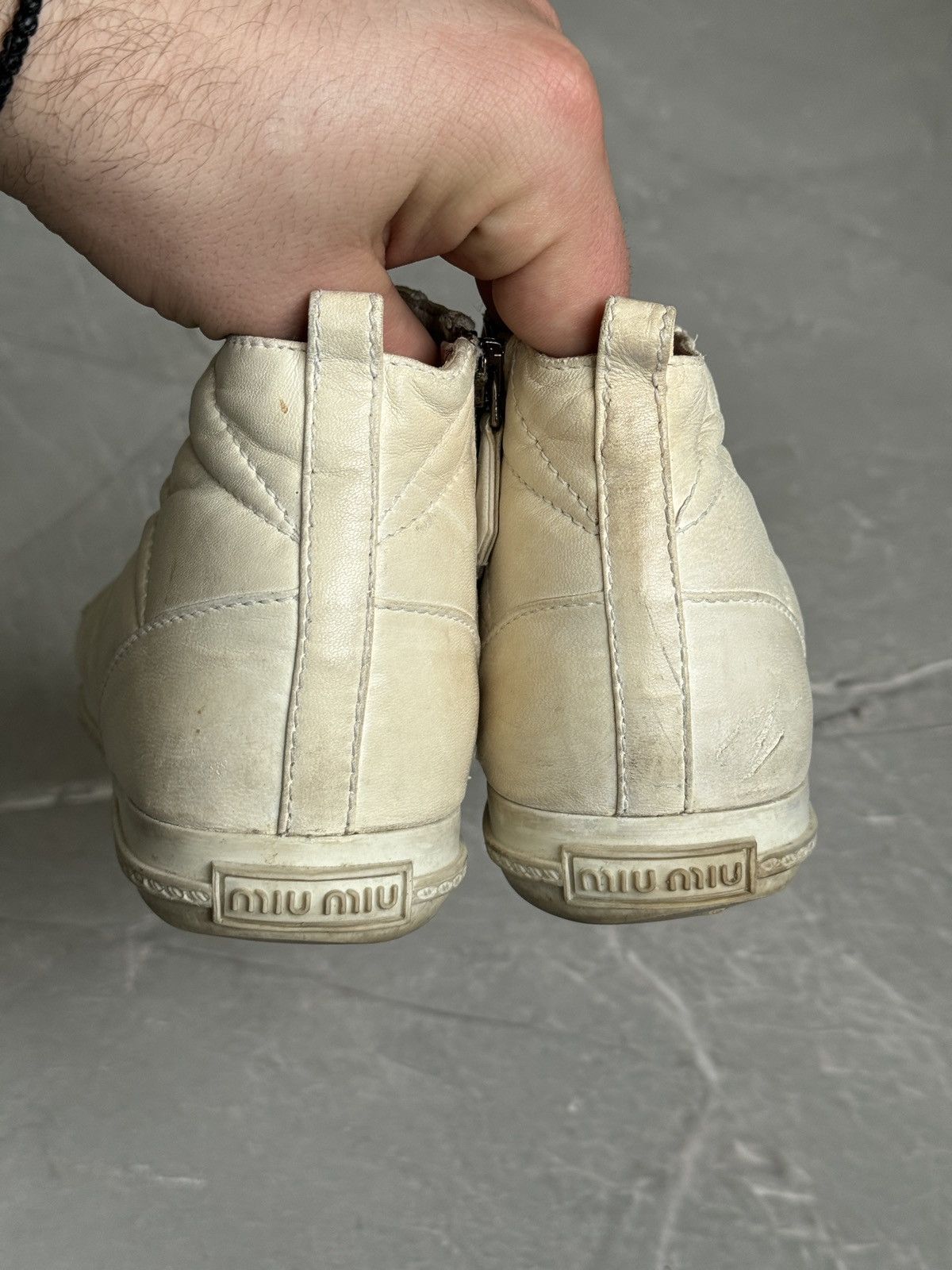 Miu Miu Miu Miu Hi Tip Sneakers Pointed Toe Leather Distressed Size US 6.5 / IT 36.5 - 13 Thumbnail