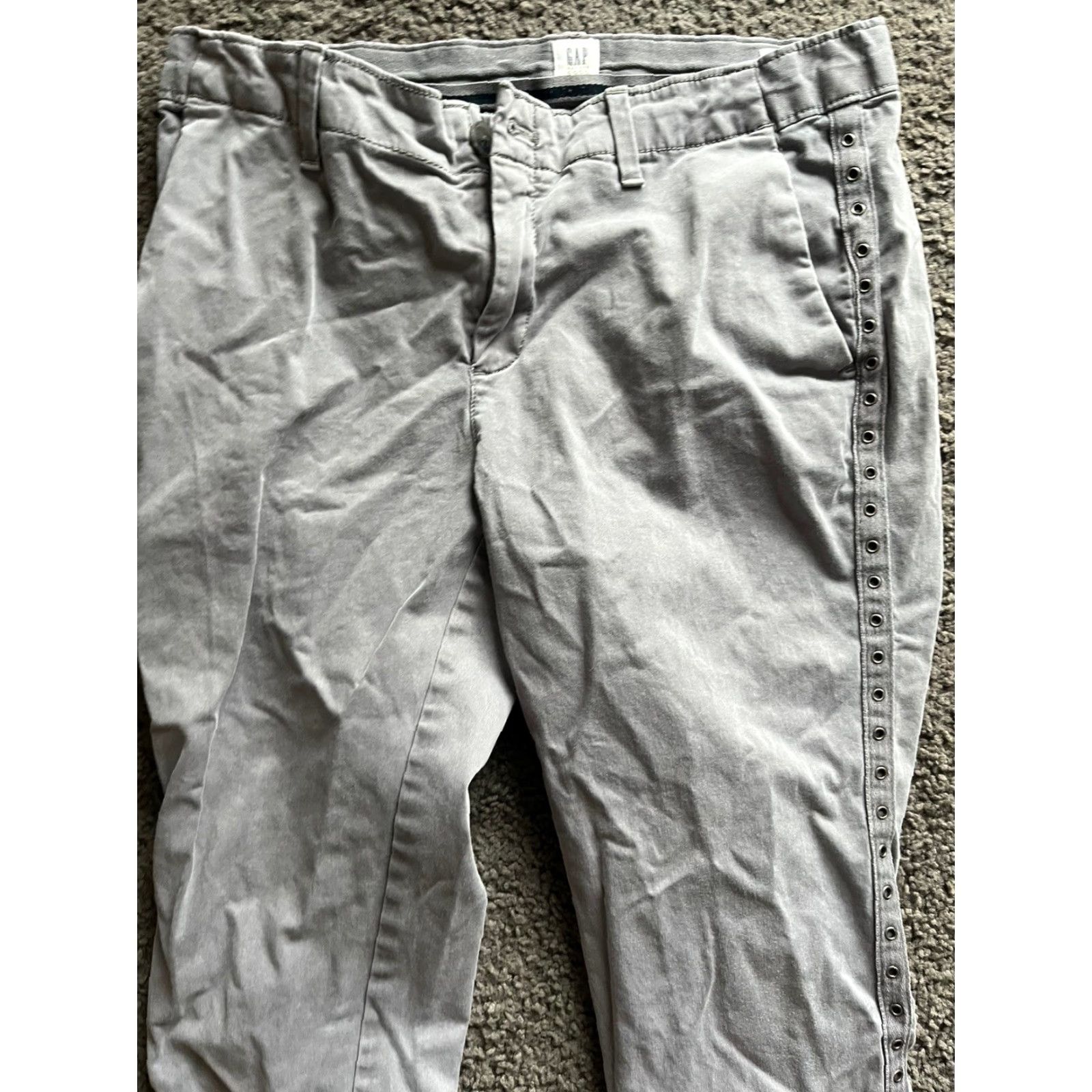 Gap Gap Women Khakis Chinos Girlfriend Stretch Pants Gray 2 Bootcut Button Zip PANTS Regular Size 2 Womens Size 26" / US 2 / IT 38 - 2 Thumbnail