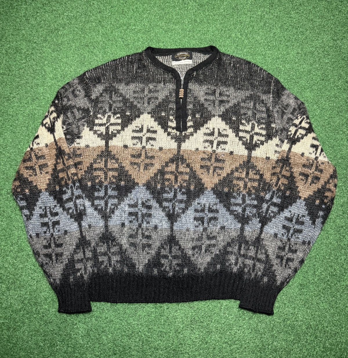 Puritan Puritan 60s Wool Mohair Fair Isle Earth Tone 1/4 Zip Sweater Size US S / EU 44-46 / 1 - 1 Thumbnail