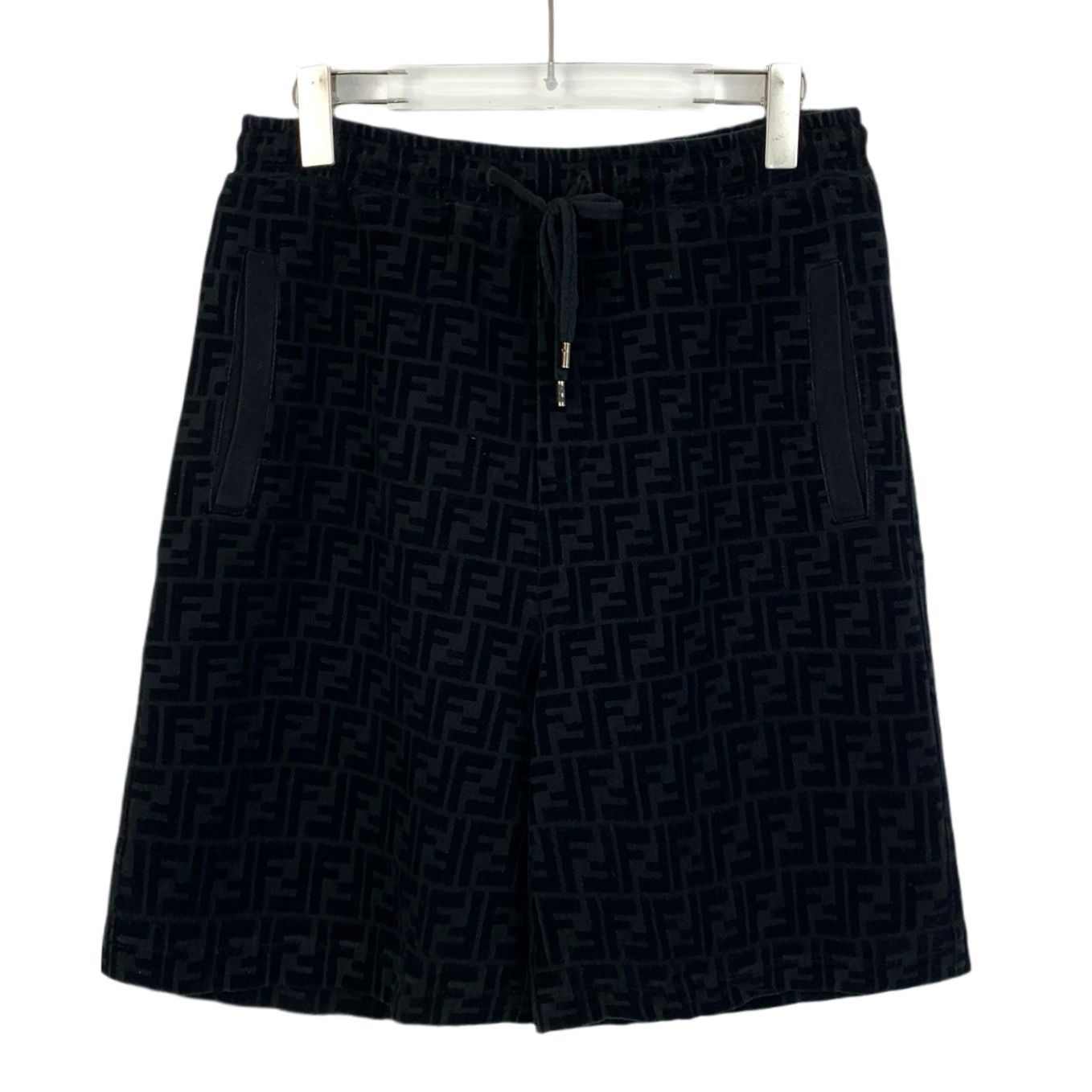 Fendi Title[Fendi] Black Logo Allover Print Cotton Drawstring Shor Size 36" / US 14 / IT 50 - 1 Thumbnail