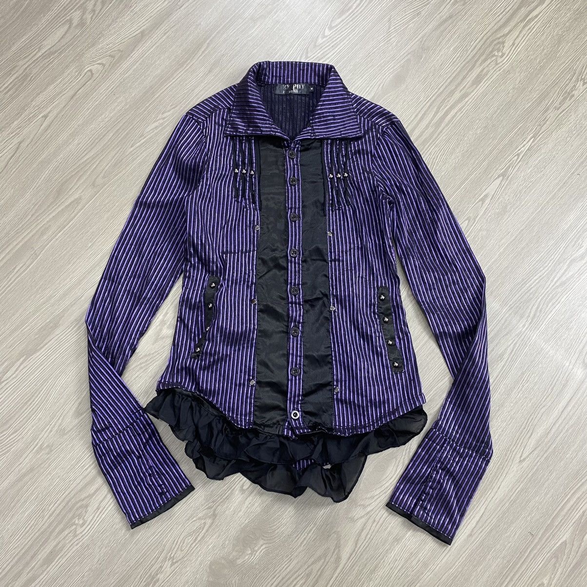 14th Addiction × If Six Was Nine × Japanese Brand 00s Sex Pot Revenge H Anarchy Punk Lgb Studded Stripe Shirt Size US S / EU 44-46 / 1 - 1 Thumbnail