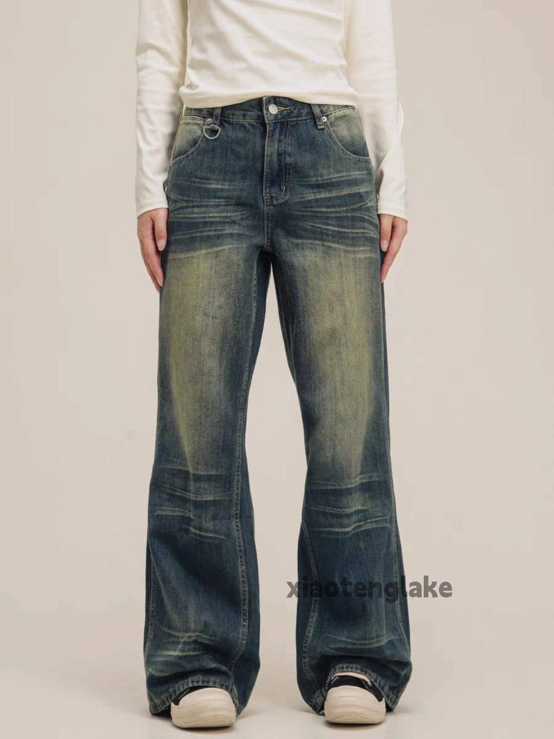 Jean × Vintage washed faded punk grunge bootcut flared jeans Size US 32 / EU 48 - 1 Thumbnail