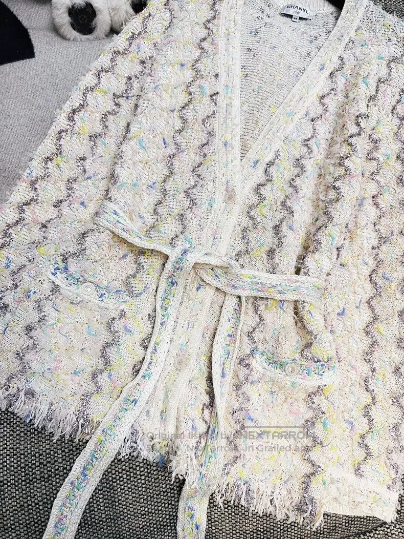 Chanel Chanel 22P beige sequin phantom striped tassel knitted lon Size XS / US 0-2 / IT 36-38 - 8 Thumbnail