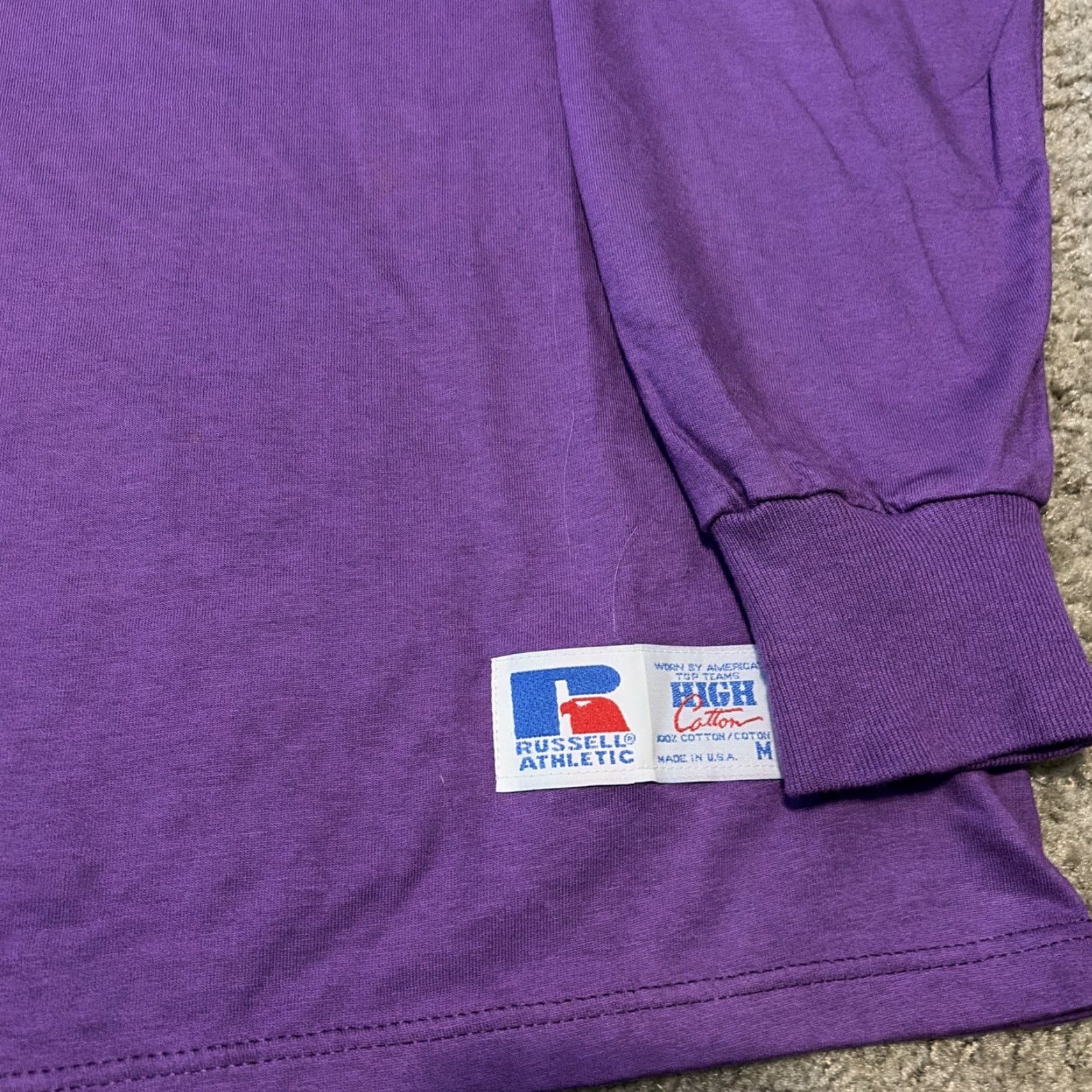 Russell Athletic VINTAGE Russell Athletic Purple Mock Neck Shirt Mens Medium USA 1980s Cotton T-Shirt Size US M / EU 48-50 / 2 - 5 Thumbnail