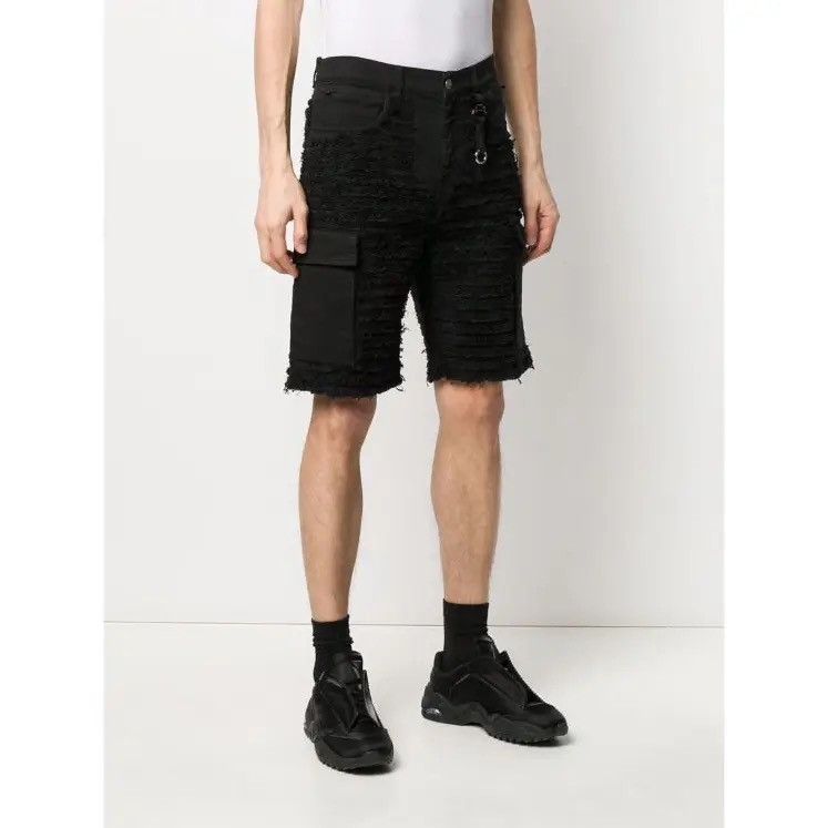 1017 ALYX 9SM ALYX BLACKMEANS BLACK SHREDDED DENIM SHORTS Size US 34 / EU 50 - 6 Thumbnail