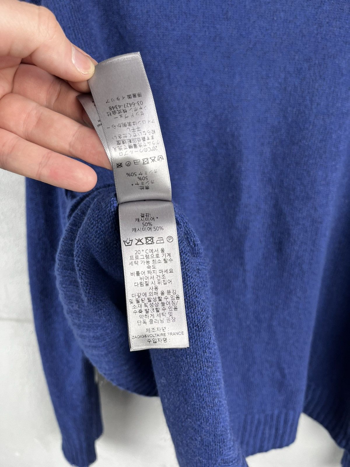Zadig & Voltaire ZADIG&VOLTAIRE Markus Drop Shoulder Cashmere Sweater - Flag Size L / US 10 / IT 46 - 9 Thumbnail