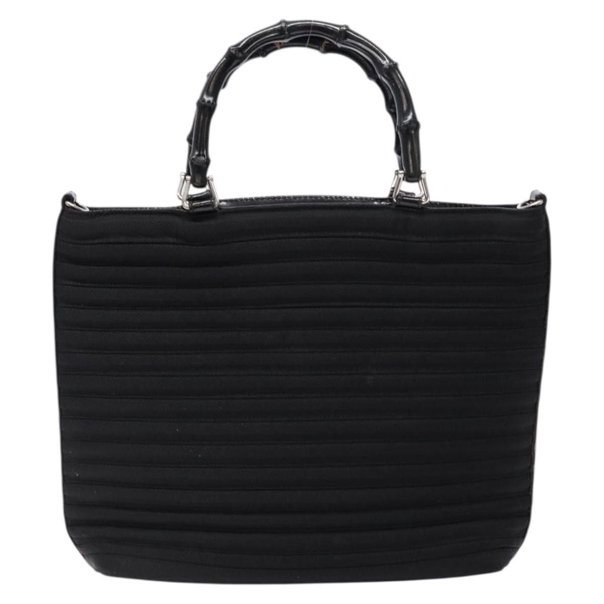 Gucci GUCCI Bamboo Handbag Canvas Black Silver 000 1998 000 1998 Size ONE SIZE - 2 Thumbnail