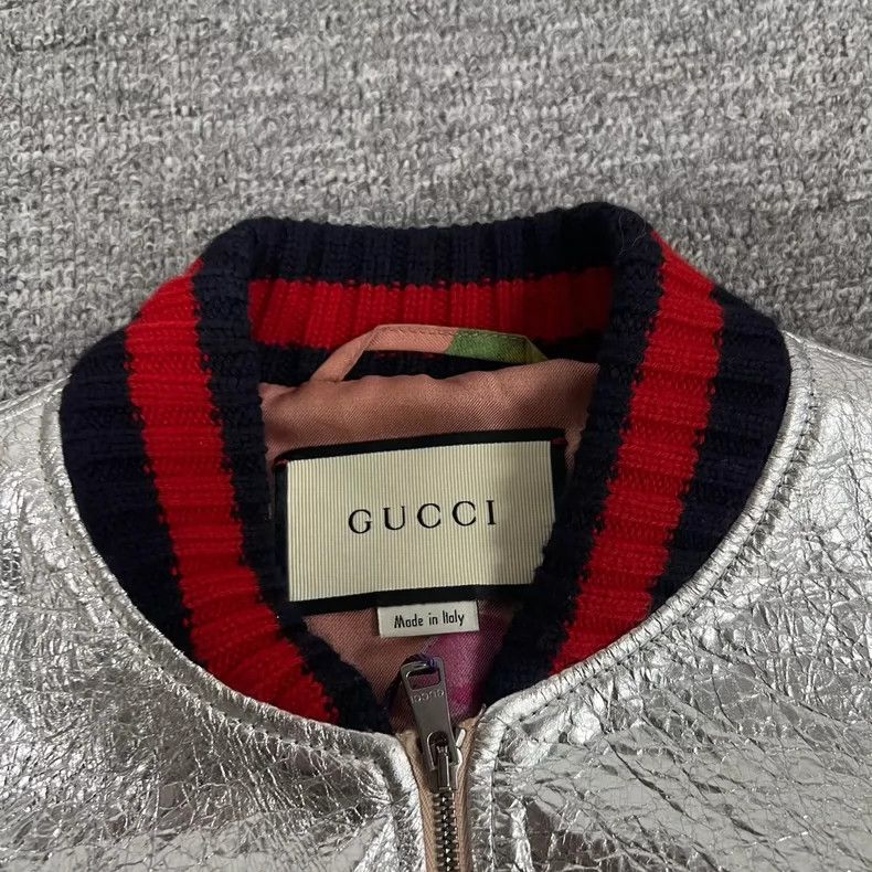 Gucci Gucci Liquid silver bursting crack leather jacket 2502-Next Size US XS / EU 42 / 0 - 5 Thumbnail