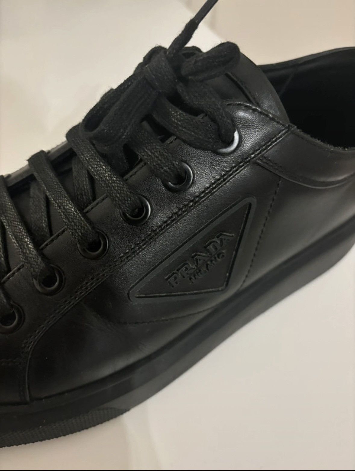 Prada Black Prada Soft Calf Sneaker Size US 12 / EU 45 - 2 Thumbnail