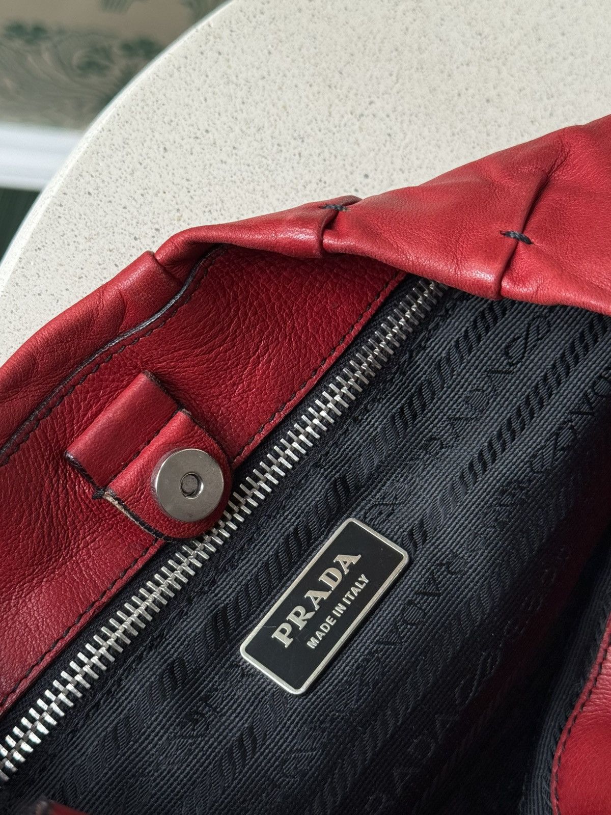 Prada Vintage Prada Logo Red Soft Leather Shoulder Bag Size ONE SIZE - 11 Thumbnail