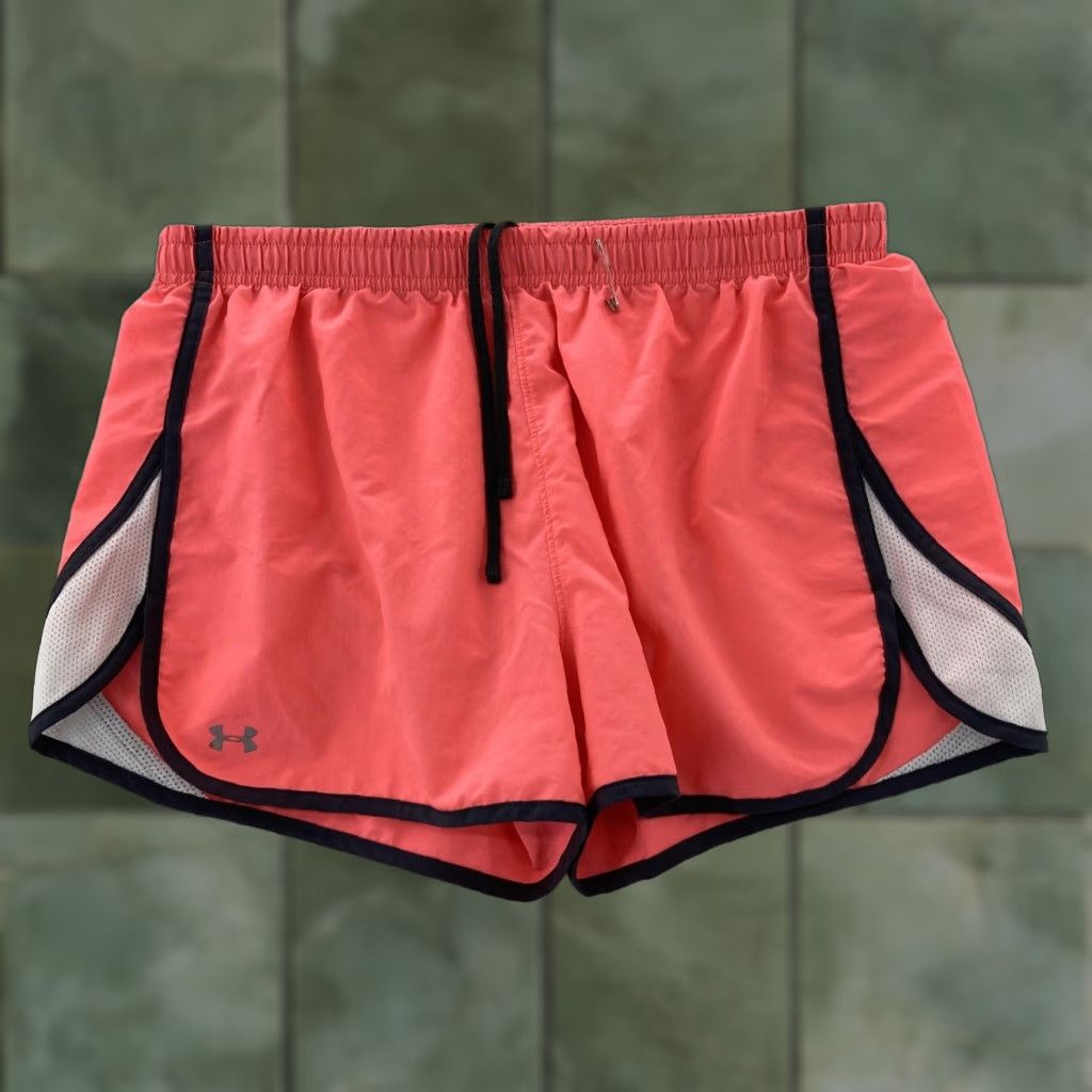 Under Armour Under Armour Women's Large Orange Black Athletic Lined Shorts Size 36" / US 14 / IT 50 - 1 Thumbnail