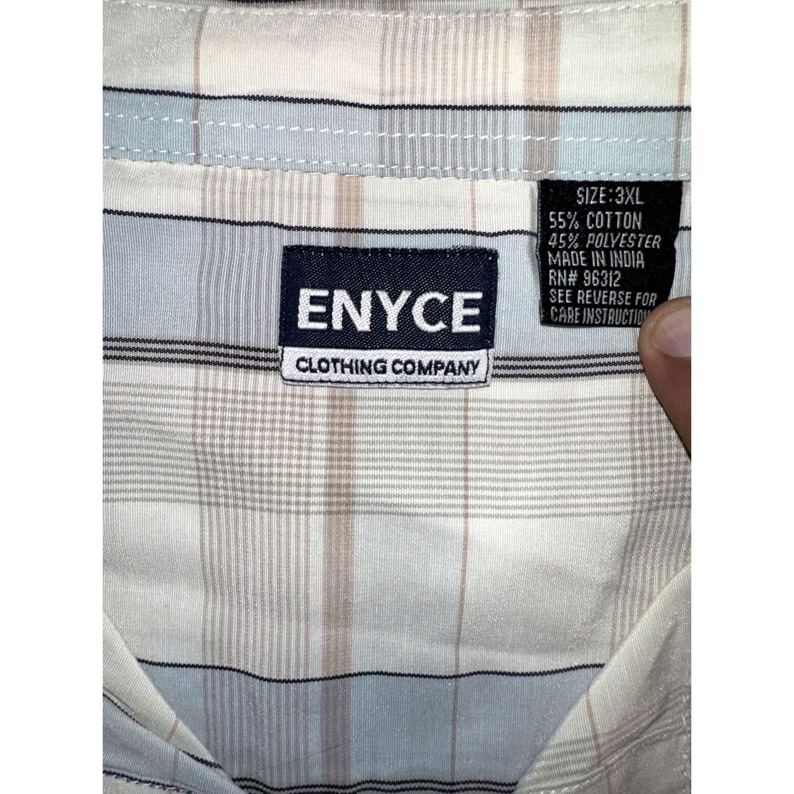 Enyce VINTAGE Enyce Button-Up Shirt Striped Blue 3XL Men 90s Short Sleeve Size US XXL / EU 58 / 5 - 2 Thumbnail