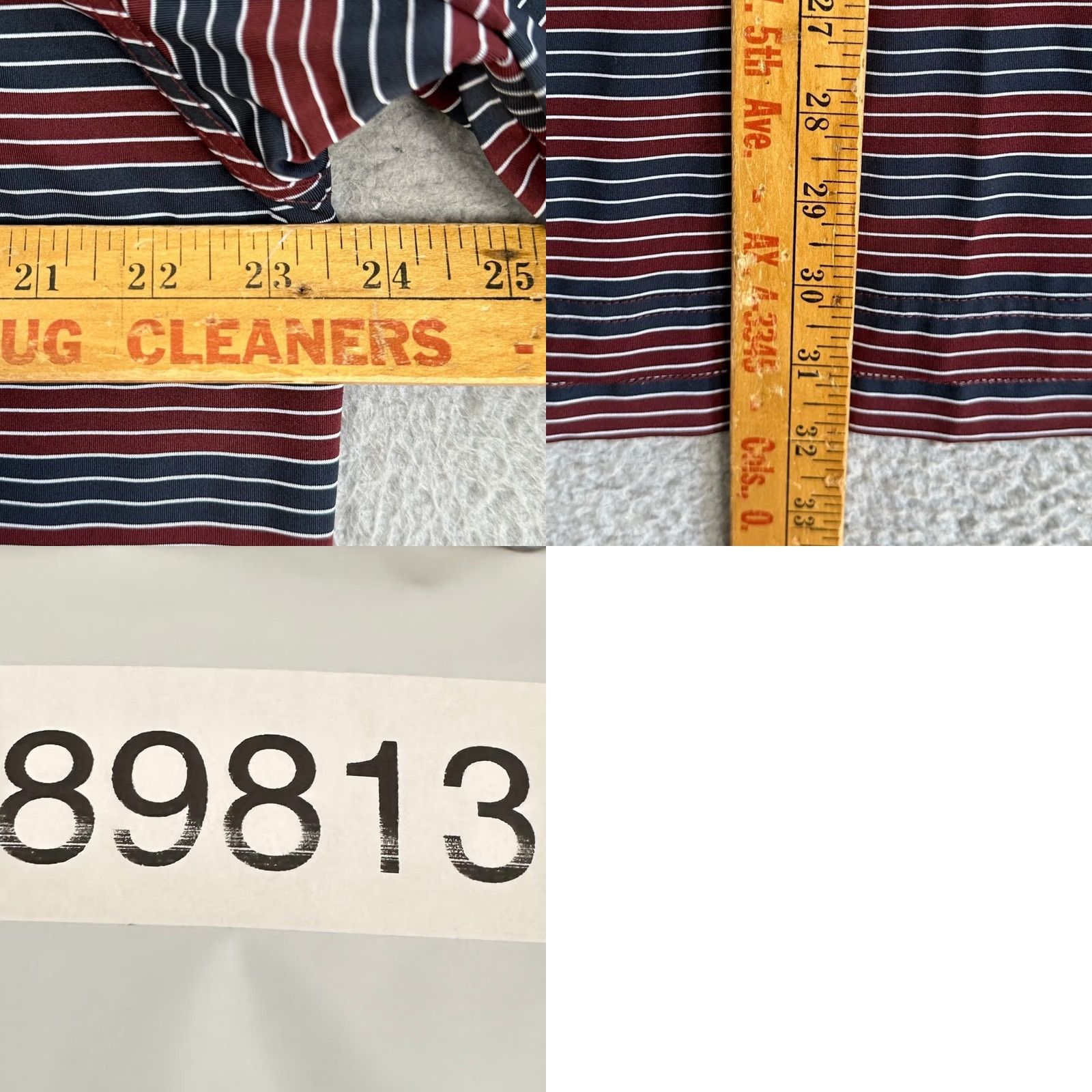 Vintage Dunning Golf Polo Shirt Mens XL Maroon Navy Striped Performance Breathable Stretch Golf Polo Shirt Size US XL / EU 56 / 4 - 8 Thumbnail