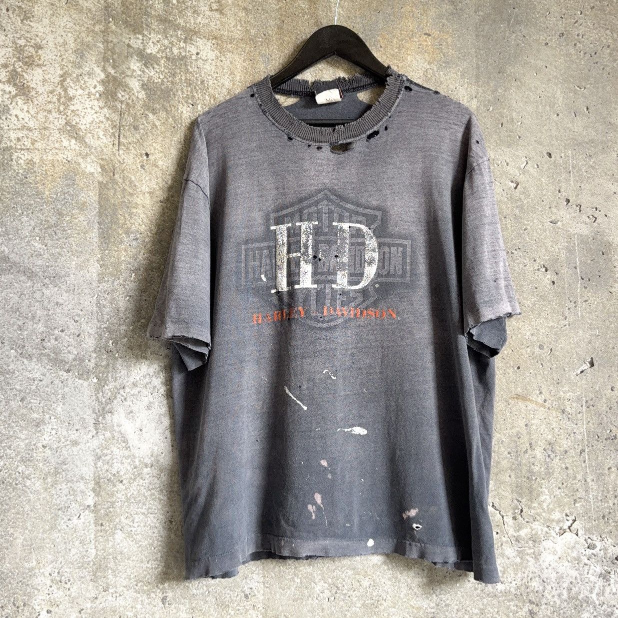 Harley Davidson 90s VINTAGE Single Stitch SUN THRASHED Harley Davidson Tee Size US XL / EU 56 / 4 - 1 Thumbnail