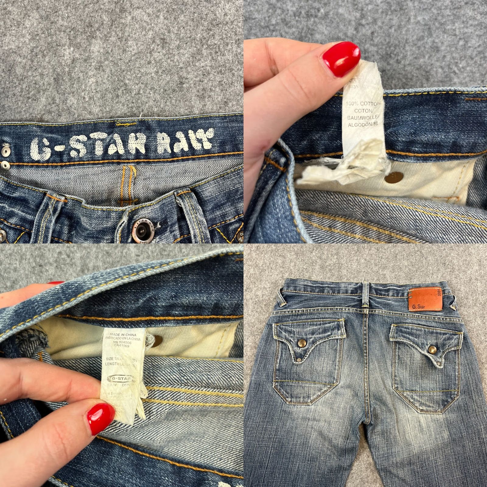 G-Star VINTAGE G-Star Jeans Relaxed Straight 32 30 Mid Wash Blue Y2K Flap Pockets Men Regular 5-Pocket Denim Cotton Jeans Mens Blue Stars 90s Size US 32 / EU 48 - 8 Thumbnail