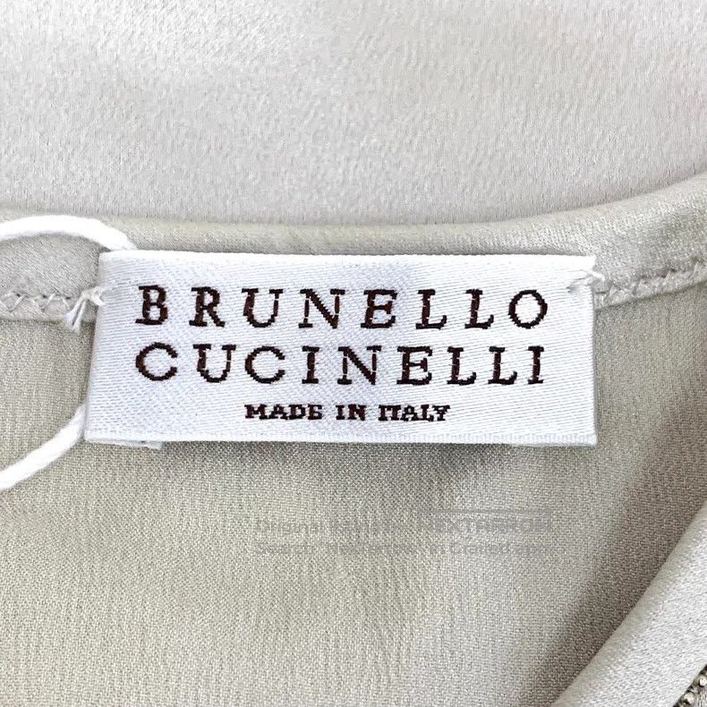 Brunello Cucinelli Brunello Cucinelli Champagne Beaded Round Neck Silk Short Size XS / US 0-2 / IT 36-38 - 5 Thumbnail