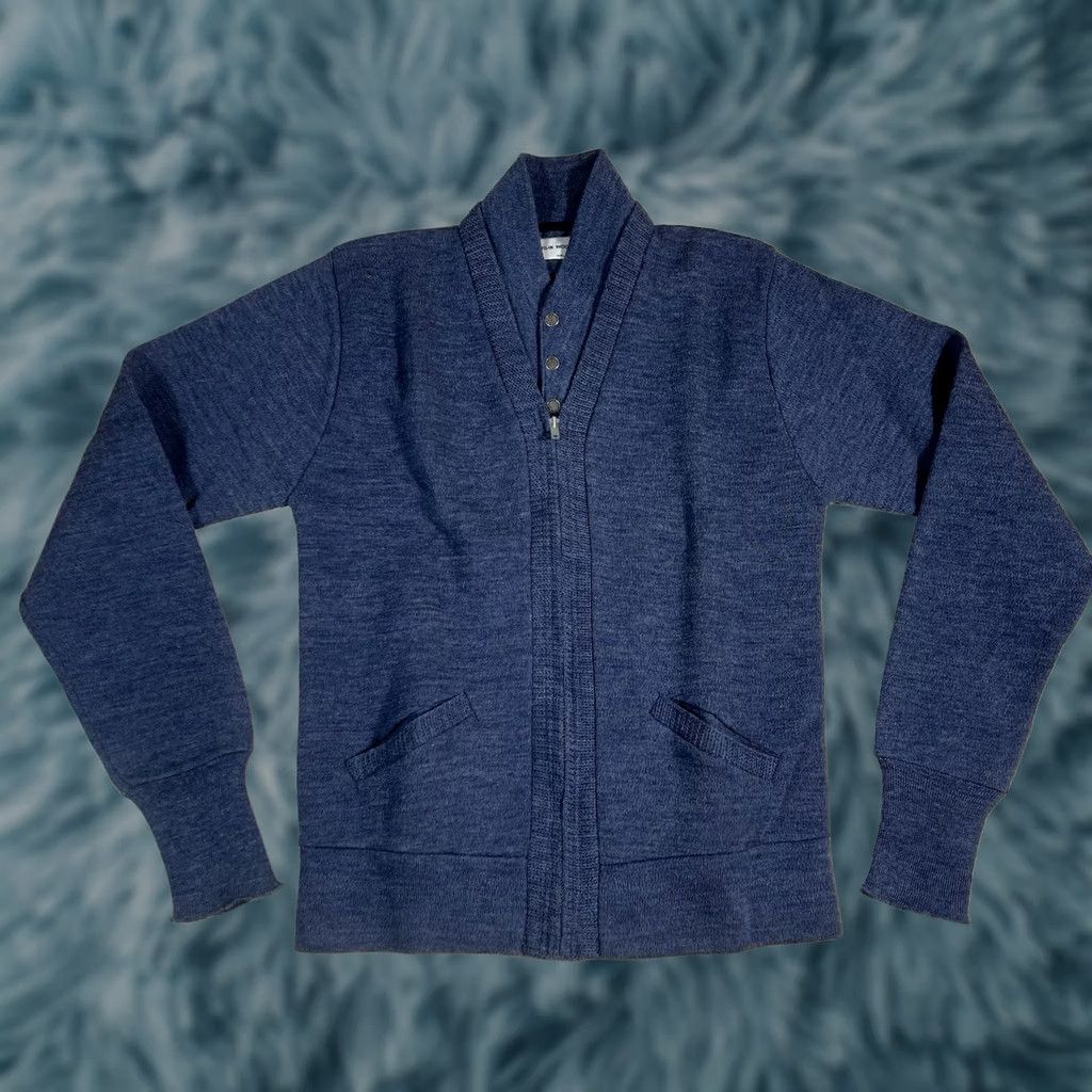 Vintage VINTAGE 1970s 100% Wool Union Made Made In USA Zip Up Sweater Size L Blue Mens Women? Size US L / EU 52-54 / 3 - 1 Thumbnail