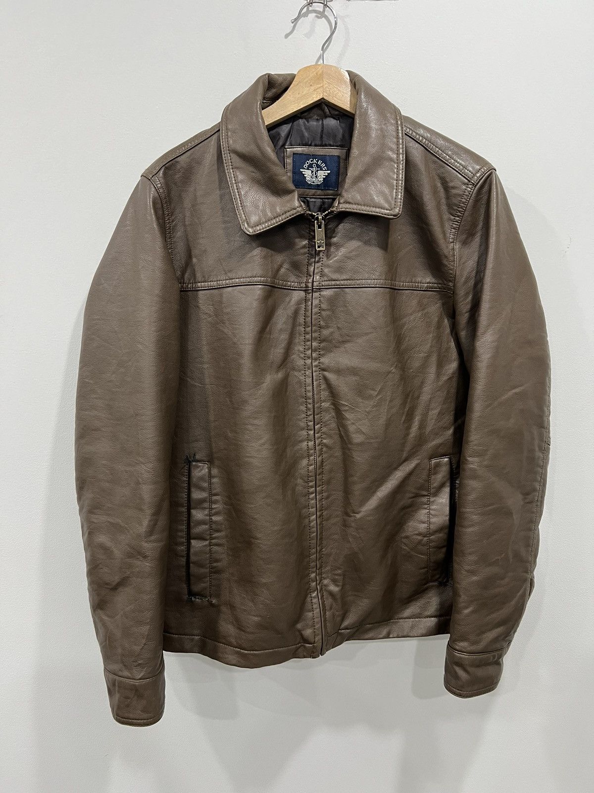 Vintage Vintage Leather Jacket Brown Zip Up Dockers Size US S / EU 44-46 / 1 - 1 Thumbnail
