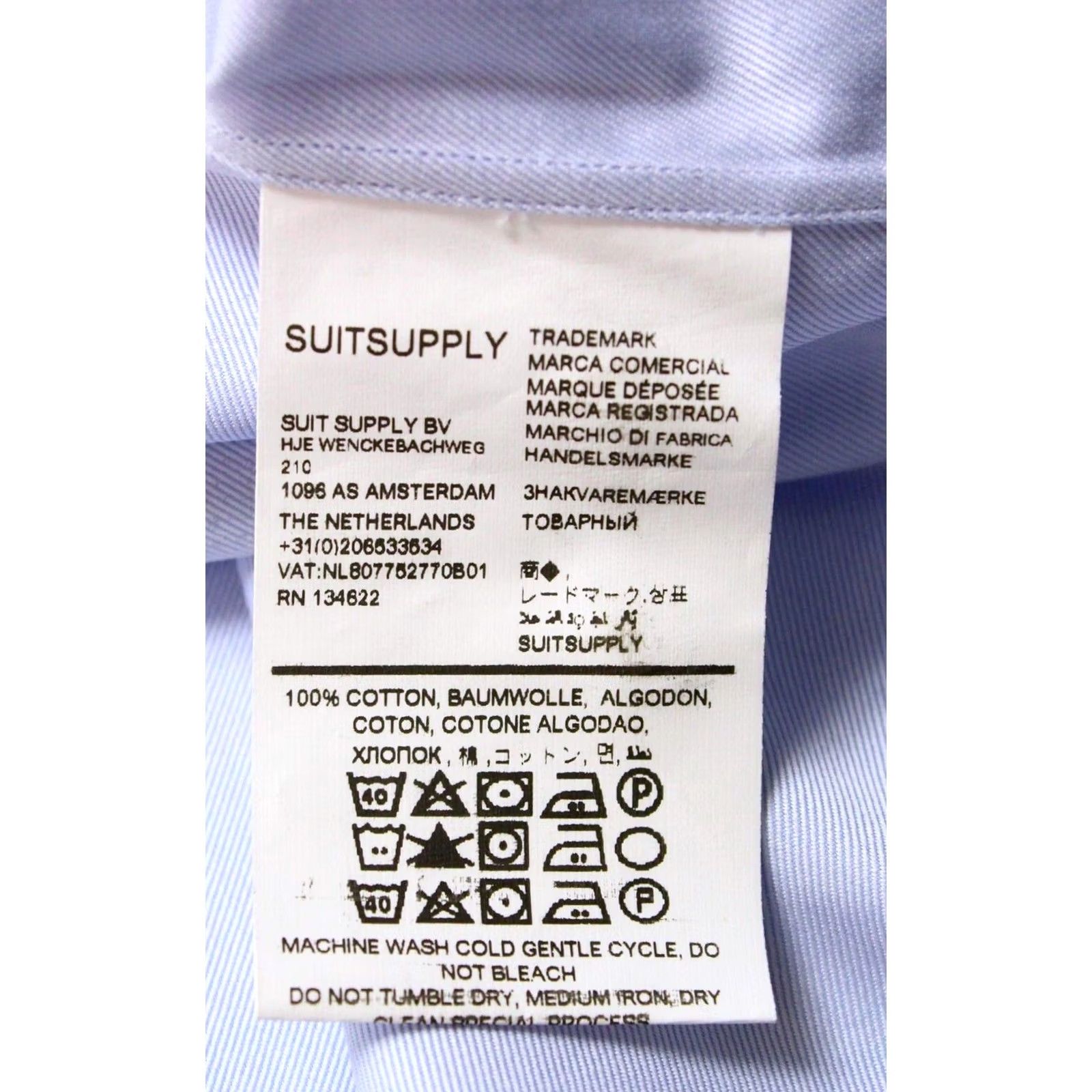 Suitsupply SUITSUPPLY Custom Made Regular Fit Formal Shirt Button-Up Blue 45 / 17 3/4 Mens Dress Shirt Size 48R - 6 Thumbnail