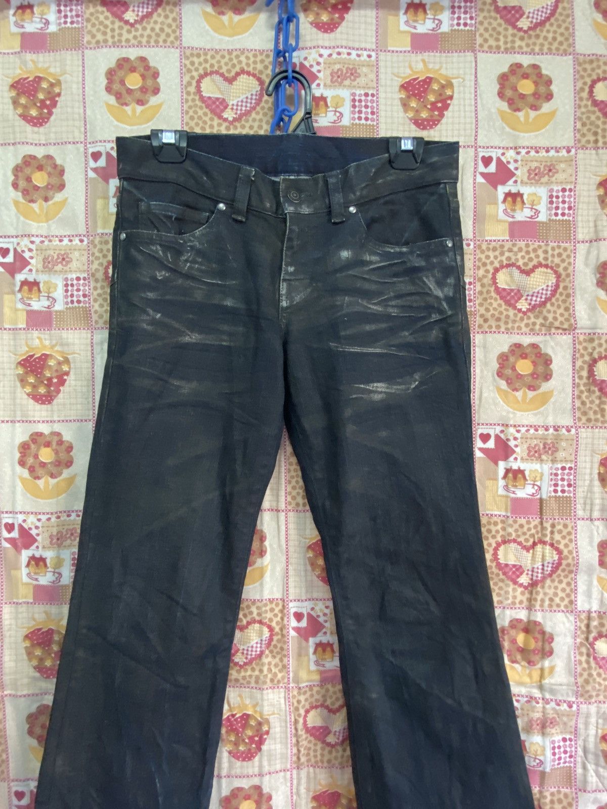 Tornado Mart Tornado Mart Lace Up Denim Black Oilcloth Flare Boot Cut Size US 29 - 8 Thumbnail