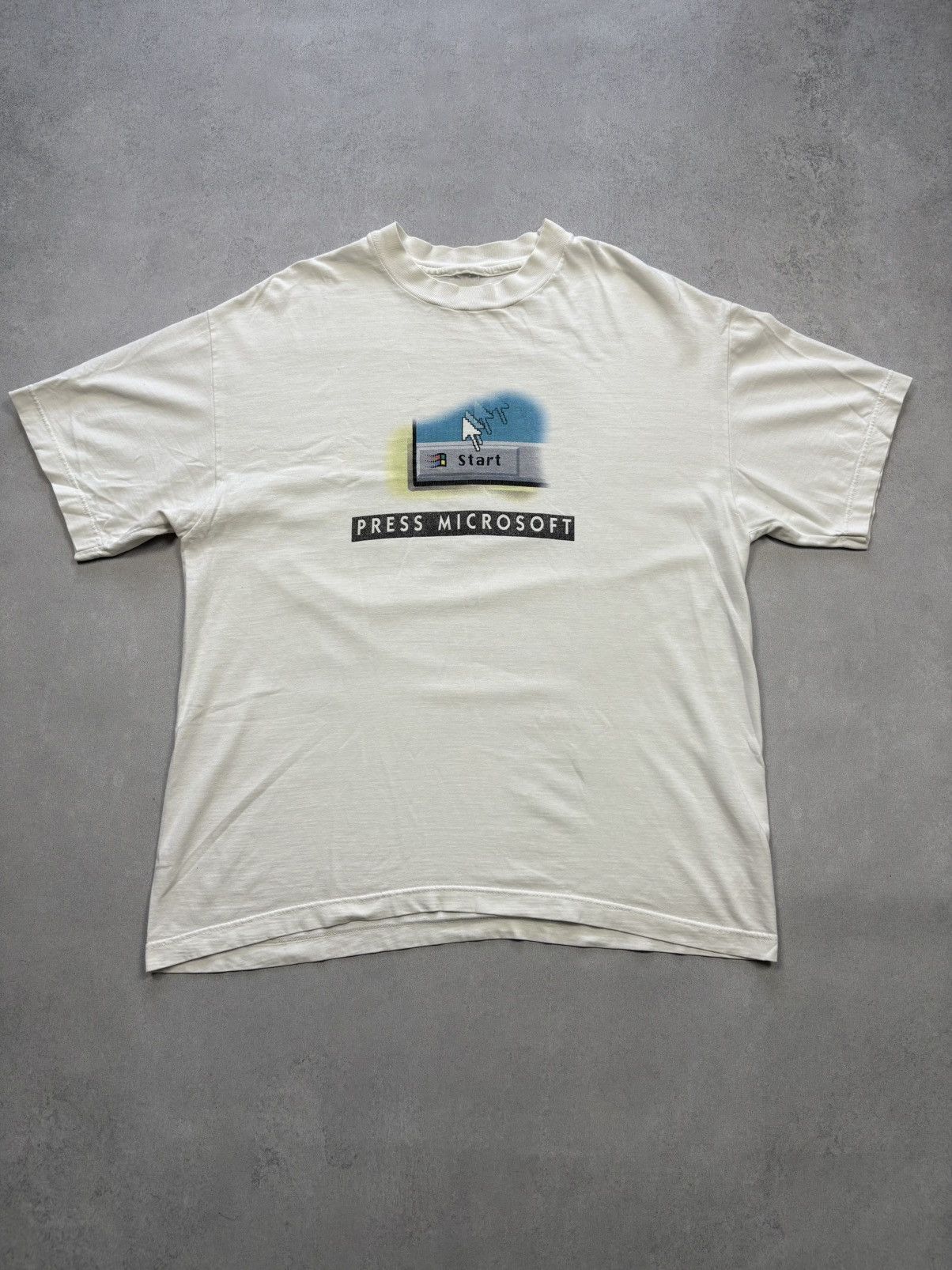 Microsoft Vintage 90s Microsoft Press Windows Start T-Shirt Computer Size US L / EU 52-54 / 3 - 1 Thumbnail