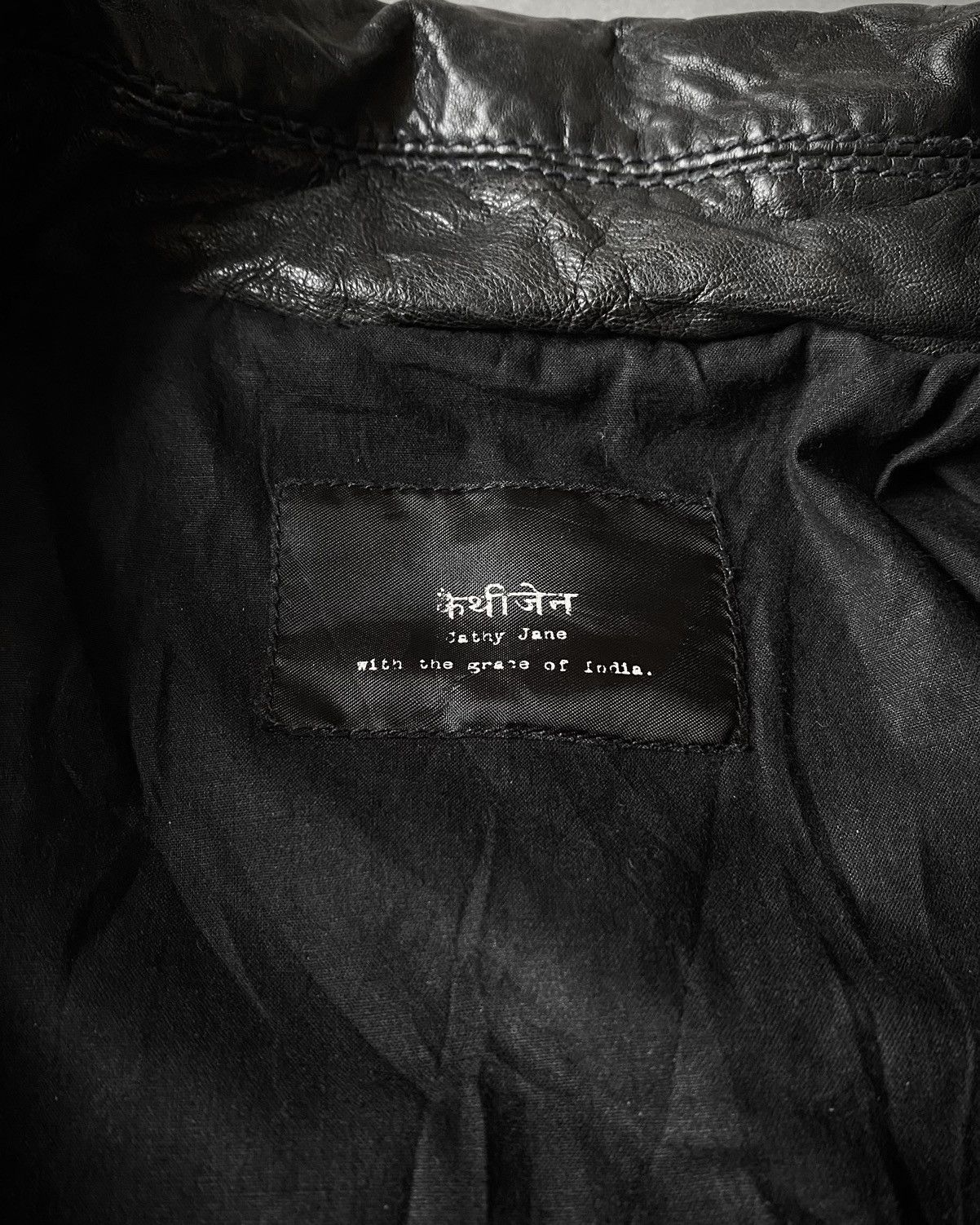 Japanese Brand Cathy Jane Wrinkled Pockets Sheepskin Leather Jacket Size US L / EU 52-54 / 3 - 9 Thumbnail