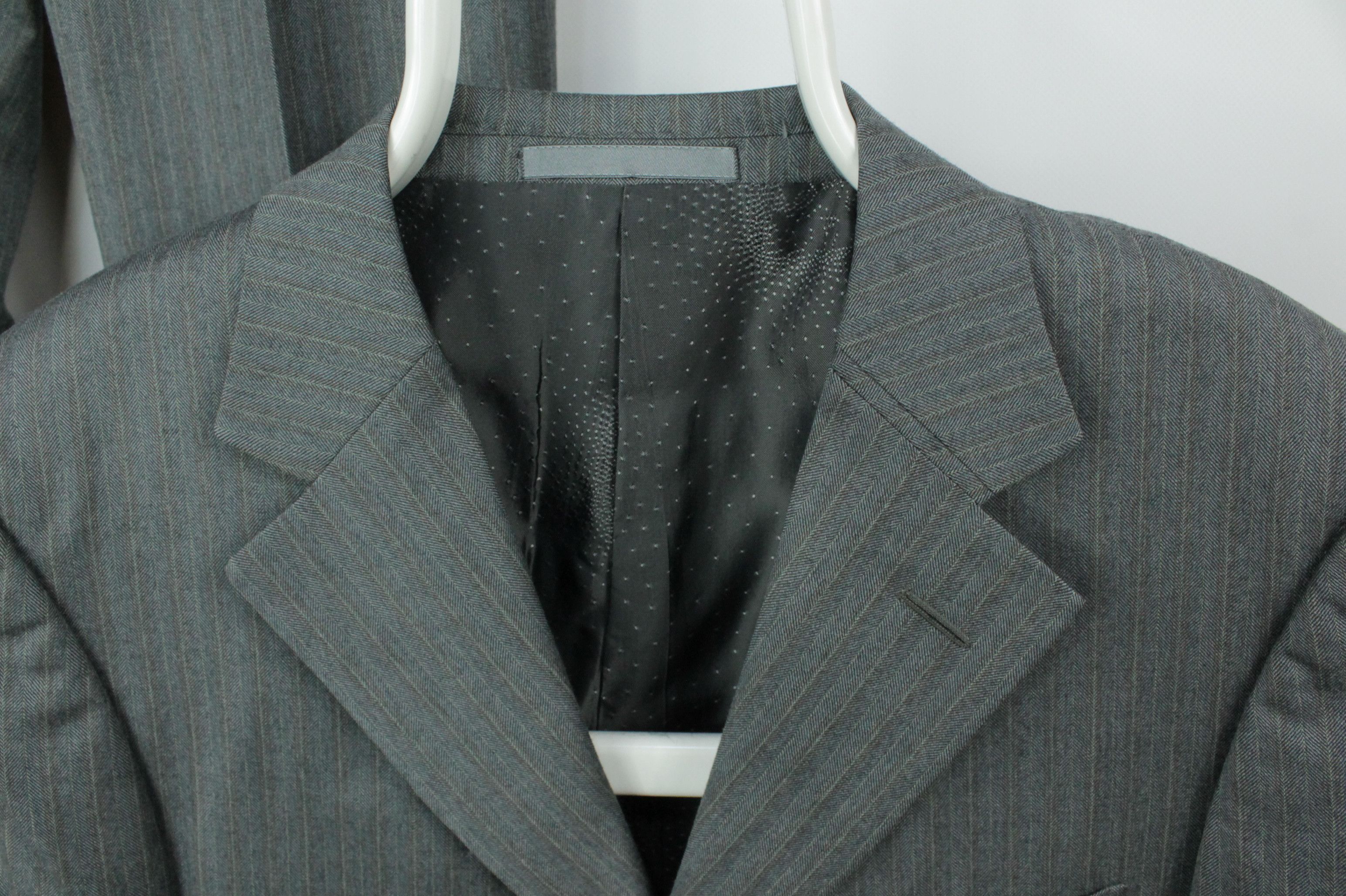 Versace Versace Micro Herringbone Gray Wool Formal Men's Suit Size 40R - 3 Thumbnail