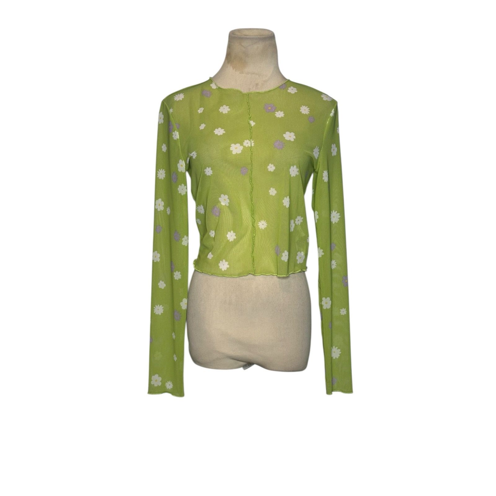 Forever 21 Forever 21 green floral sheer long sleeves top size Medium Size M / US 6-8 / IT 42-44 - 8 Thumbnail