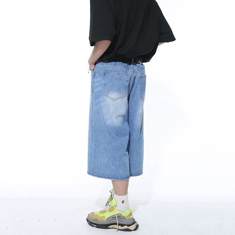 Japanese Brand Casual Male Jeans Wide Leg Denim Jorts Size US 29 - 5 Thumbnail