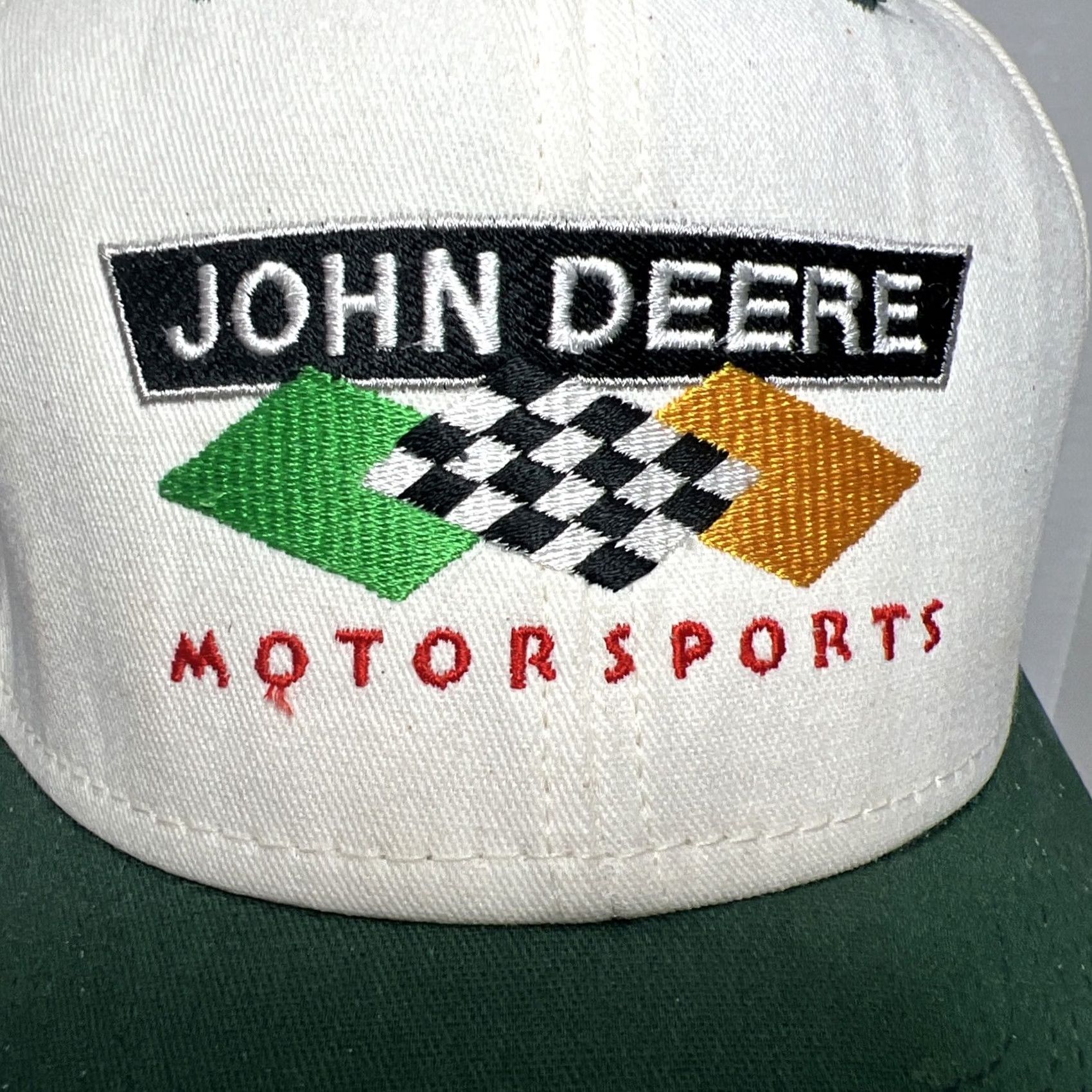 John Deere VINTAGE John Deere Motorsports Hat Snapback Roush Racing Chad Little Checkered Flag Mens Size ONE SIZE - 3 Thumbnail