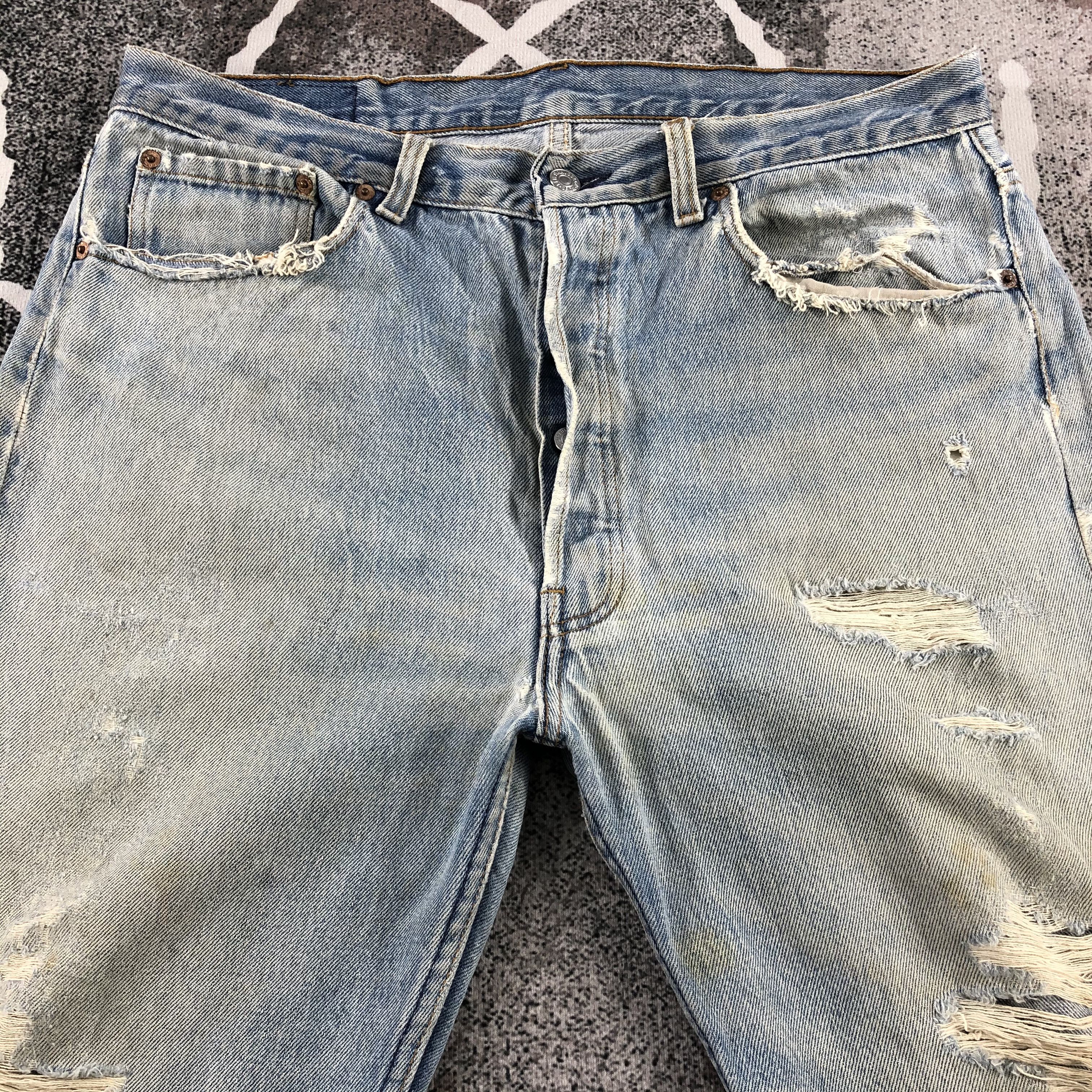 Levi's Vintage 90s Levi's 501 Jeans Distressed Denim KJ889 Size US 36 / EU 52 - 3 Thumbnail