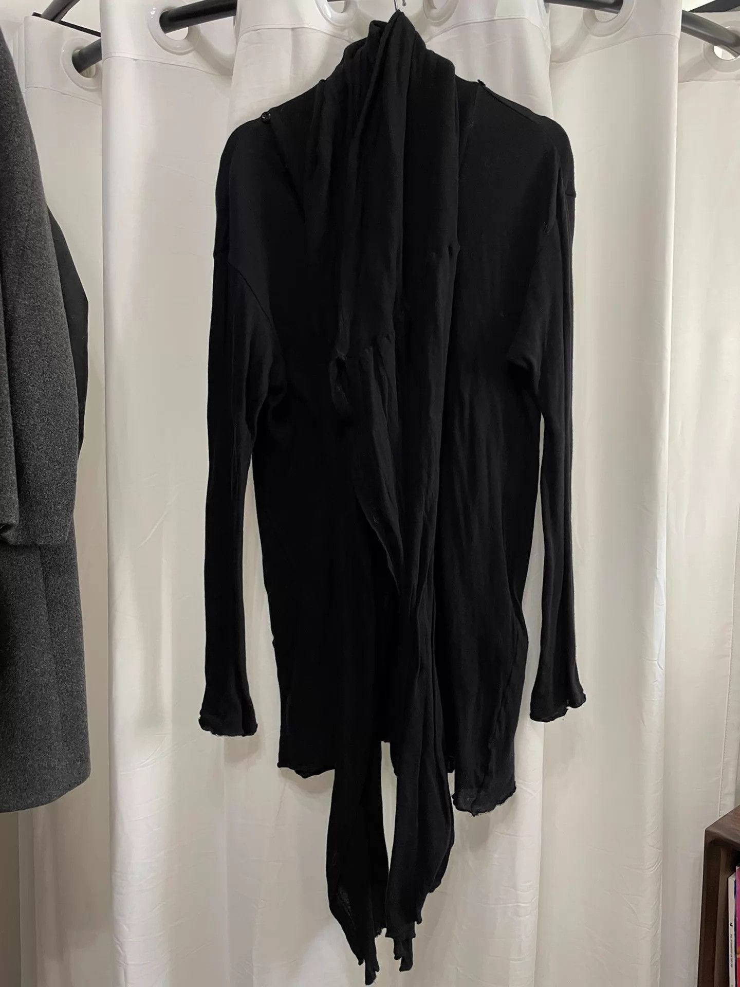 Yohji Yamamoto Black Long Sleeve Drape Front Top Size US M / EU 48-50 / 2 - 1 Thumbnail