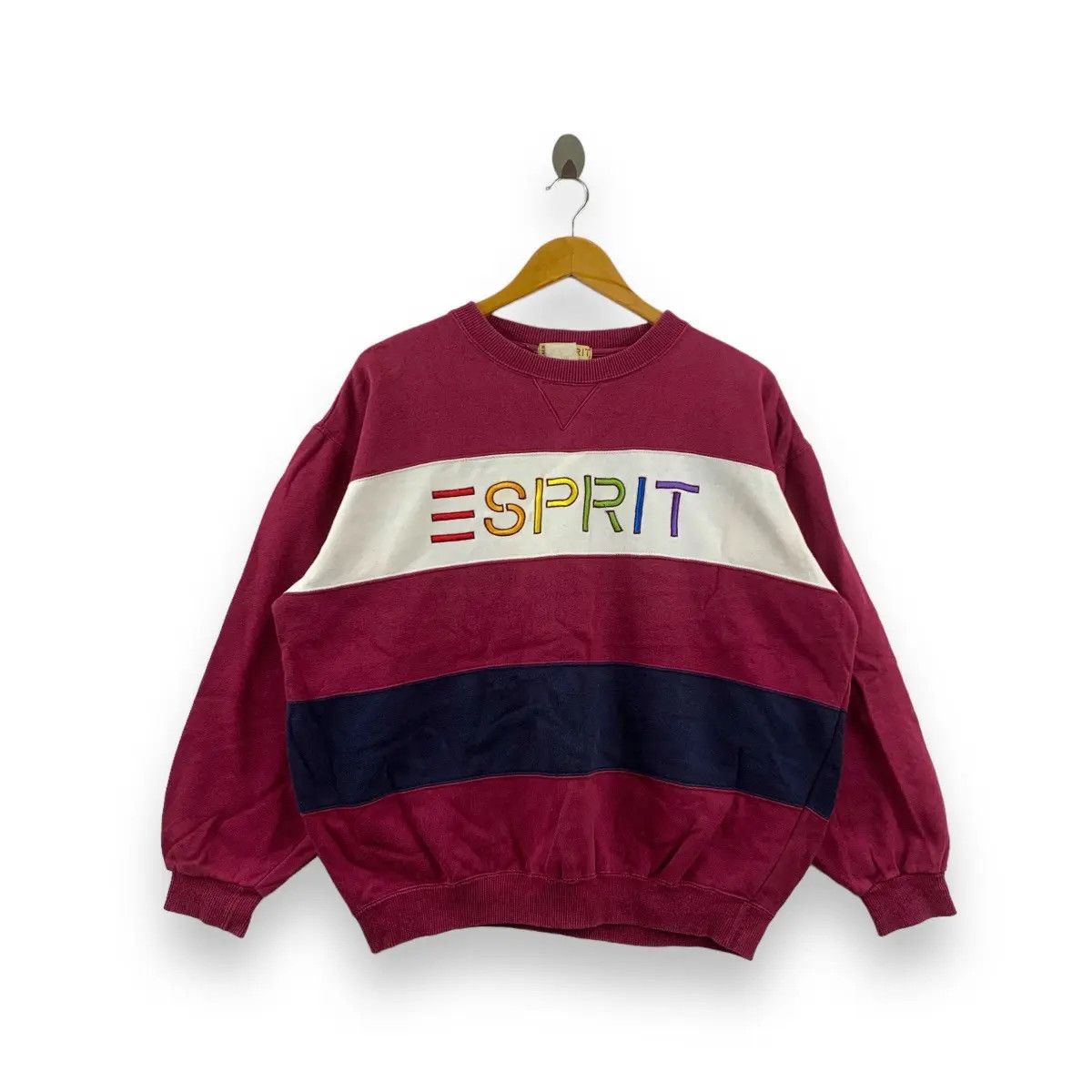 Esprit Vintage ESPRIT Embroidered Rainbow Logo Baggy Sweatshirt Size L / US 10 / IT 46 - 1 Thumbnail
