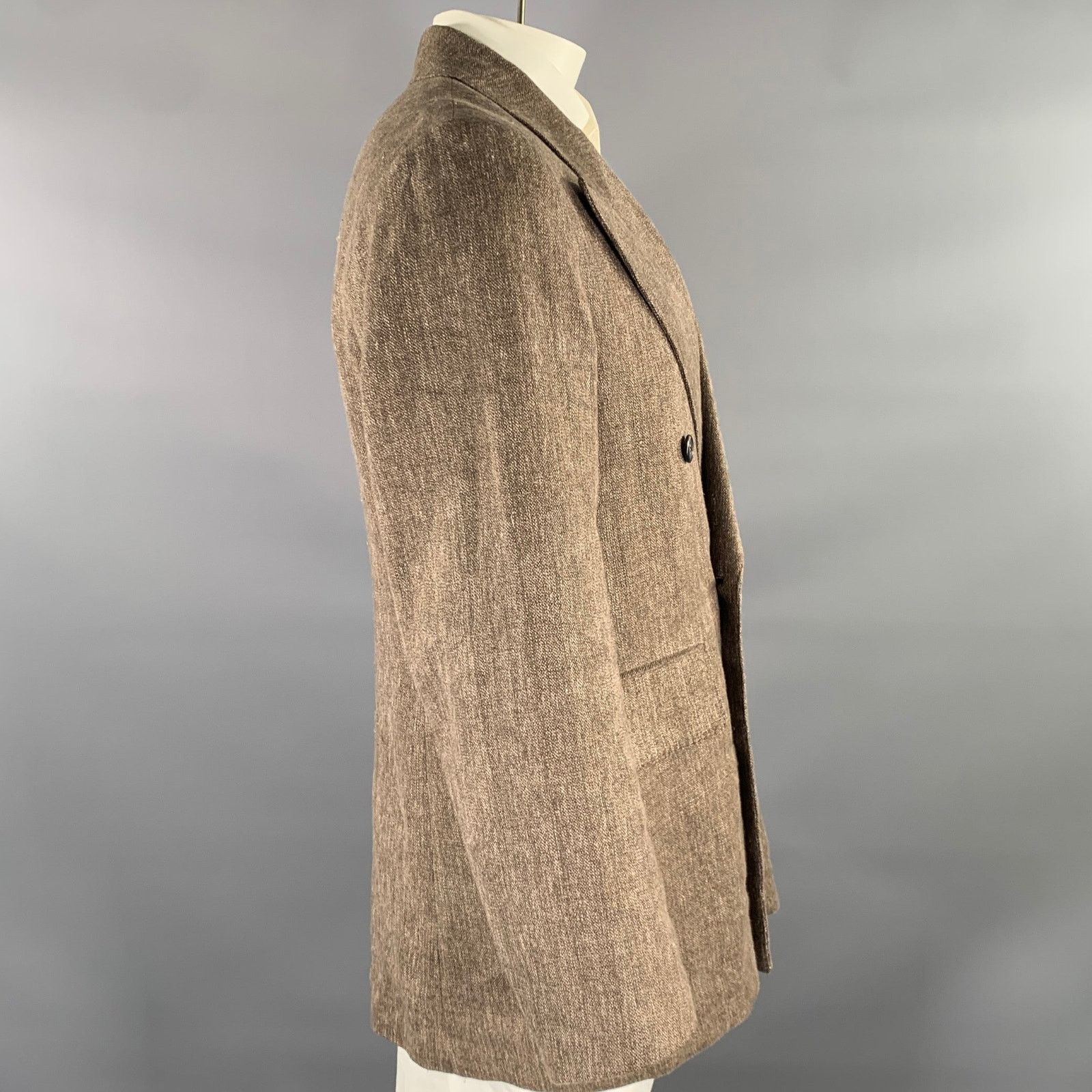 Our Legacy OUR LEGACY XL Brown Linen Blend Double Breasted Coat Size US XL / EU 56 / 4 - 3 Thumbnail
