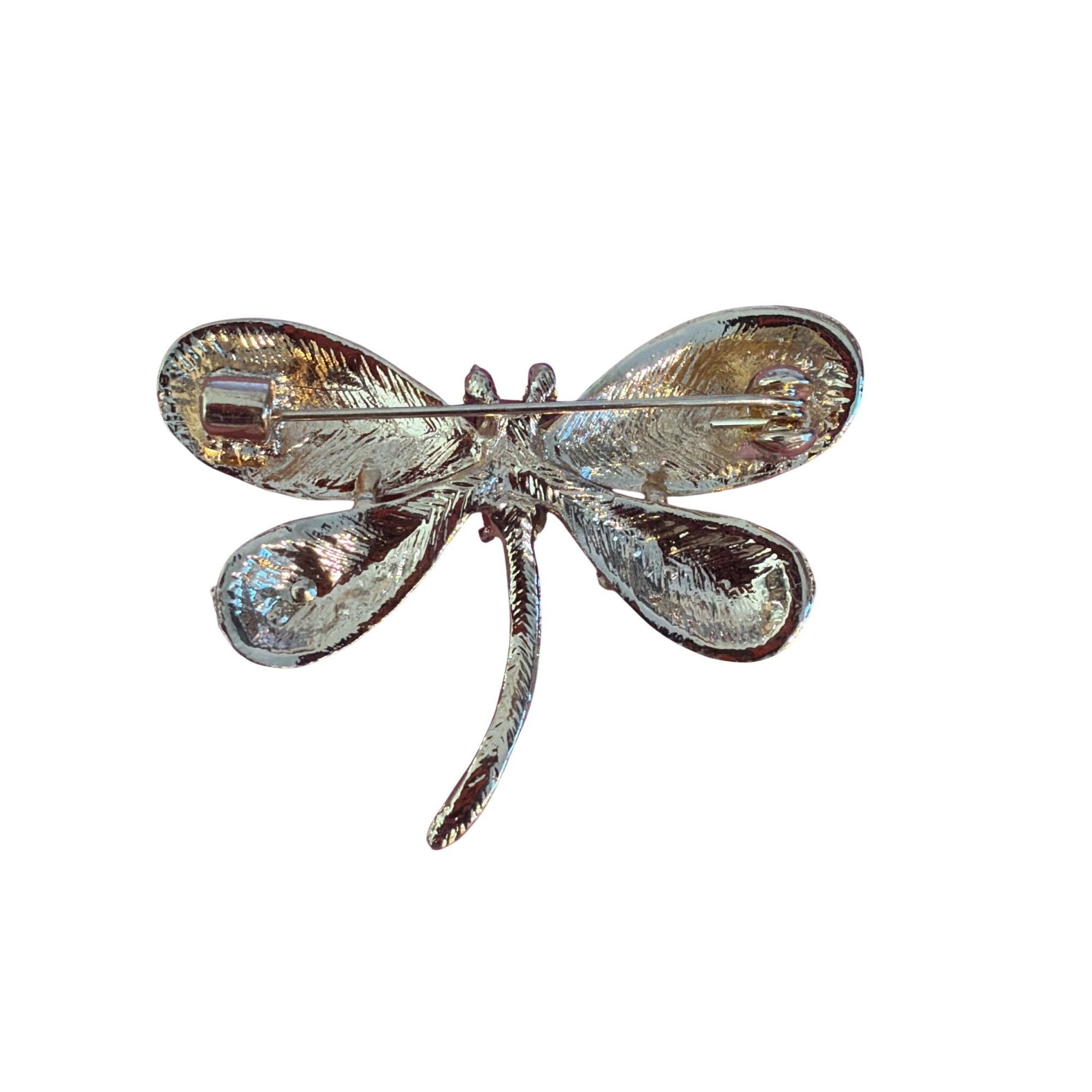 Other Gold Tone Dragonfly Pin Brooch Clear Pink Rhinestones 1.75" Size ONE SIZE - 3 Thumbnail